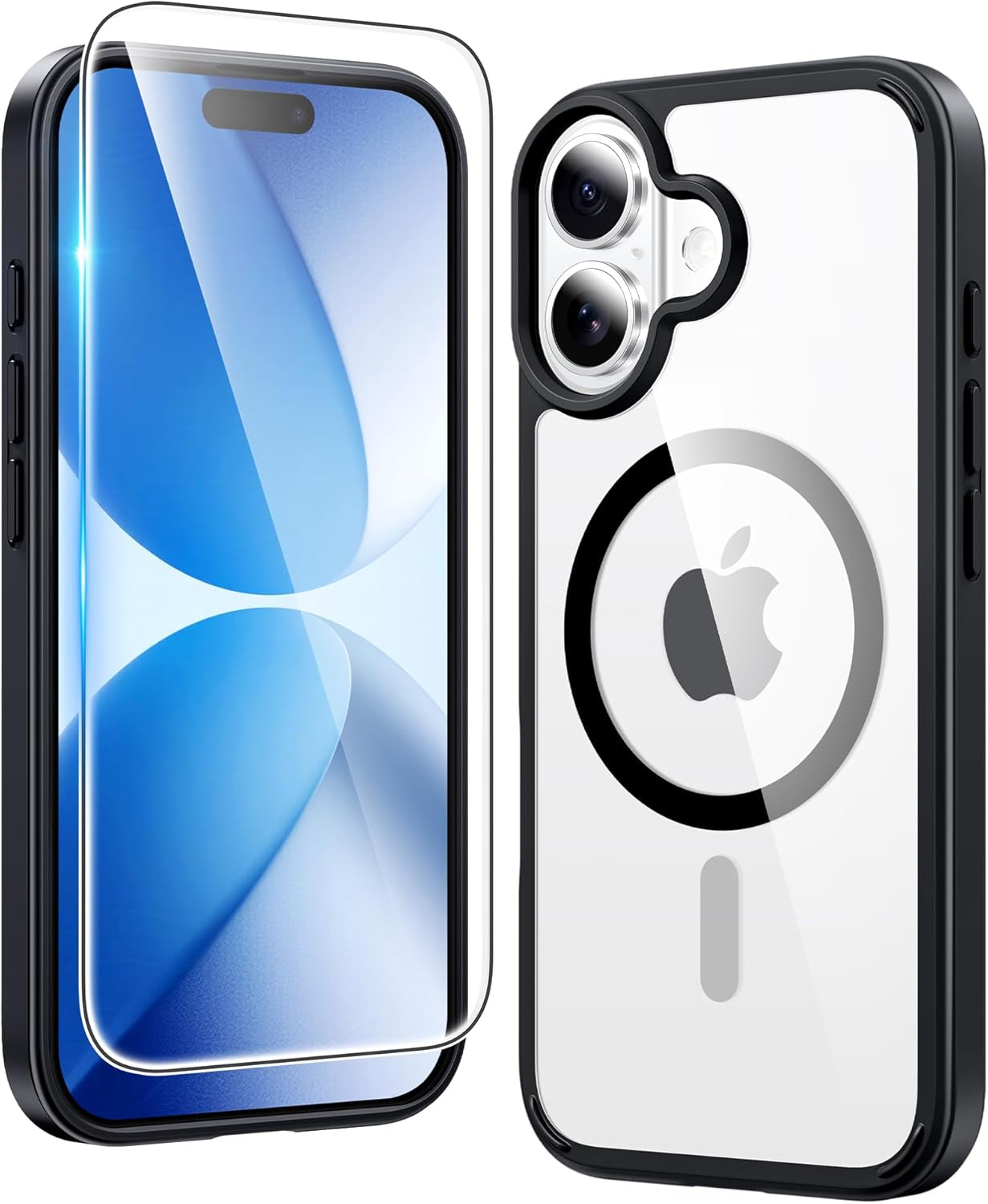 FNTCASE for Iphone 17 Pro-Max Case: Clear Magnetic Phone Cases with Screen Protector Compatible with Magsafe Slim anti Yellowing Rugged Shockproof Protective Transparent Cell Cover (A-Clear)