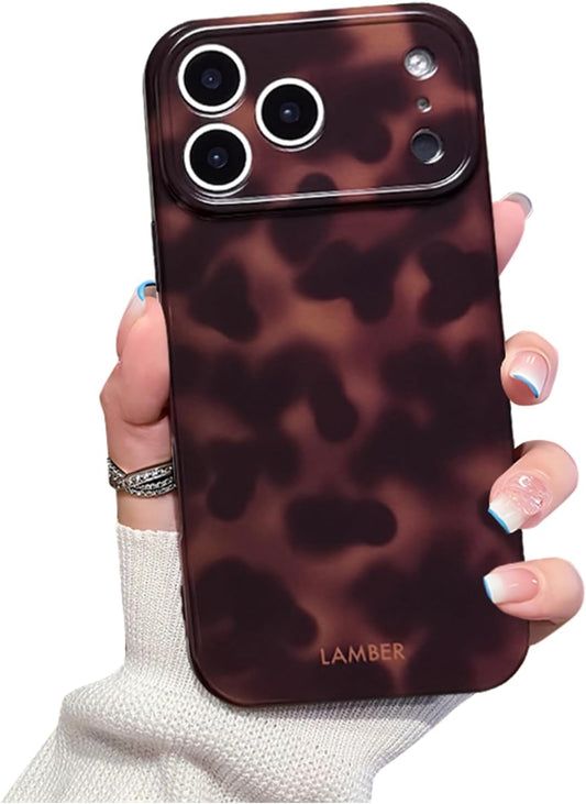 Cute Phone Case for Iphone 17 Pro Case Tortoise Shell Pattern Leopard Full Camera Protective Slim Shockproof Cool Trendy Aesthetic-Brown Amber