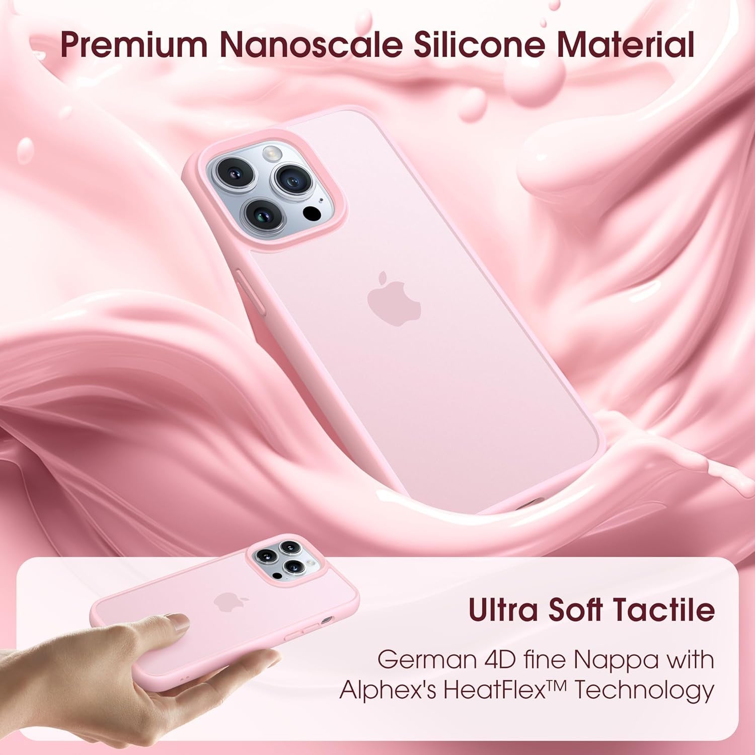 Alphex Colored Transluscent for Iphone 14 Pro Case, Sleek Cute Retro Design, German Quality Standard Certification, 12FT Military-Grade Protection, Slim Matte Hard Back Case 6.1-Inch, Light Pink  Alphex   