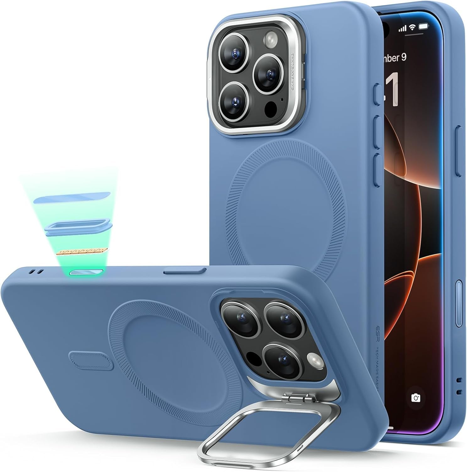 ESR for Iphone 17 Pro Max Case with Stash Stand, Camera Control Cover Compatible with Magsafe, Military-Grade Drop Protection Phone Case for Iphone 17 Pro Max, Scratch-Resistant Back Cover, Clear