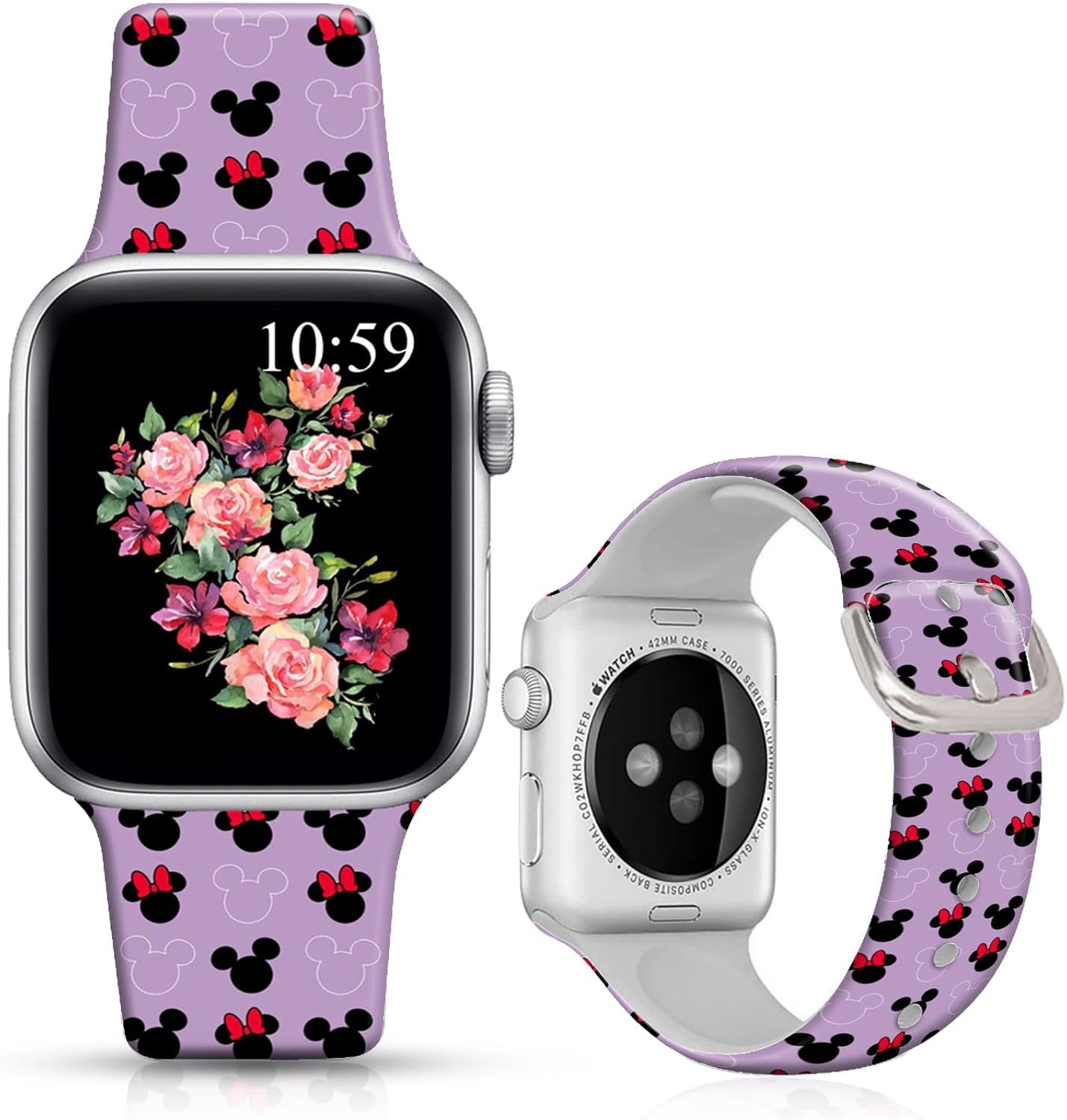Floral Bands Compatible with Iwatch 38Mm/42Mm/40Mm/44Mm, Floral Chevron Silicone Fadeless Pattern Printed Replacement Bands for Iwatch Series 5/4/3/2/1, M/L for Women/Men