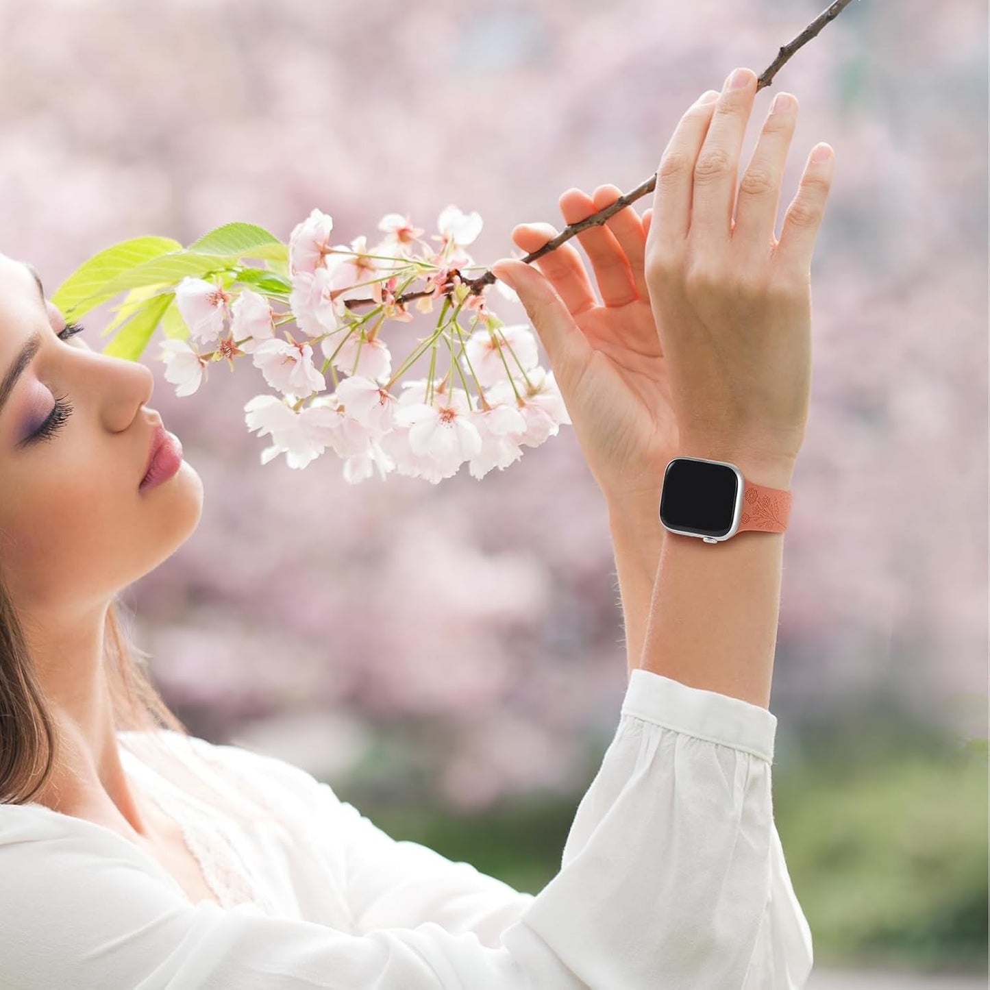 6 Pack Floral Engraved Compatible for Apple Watch Band 38Mm 40Mm 41Mm 42Mm 44Mm 45Mm 49Mm Women, Soft Silicone Cute Flower Sport Strap for Iwatch Bands Series 9 8 7 SE 6 5 4 3 2 1 Ultra