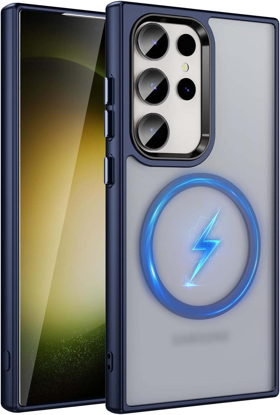 For Galaxy S22 Ultra Case with Magnetic Stand Slim Case with Soft Silicone Bumper for S22 Ultra Cover Wireless Charging Black+Kickstand 13-S22U-07