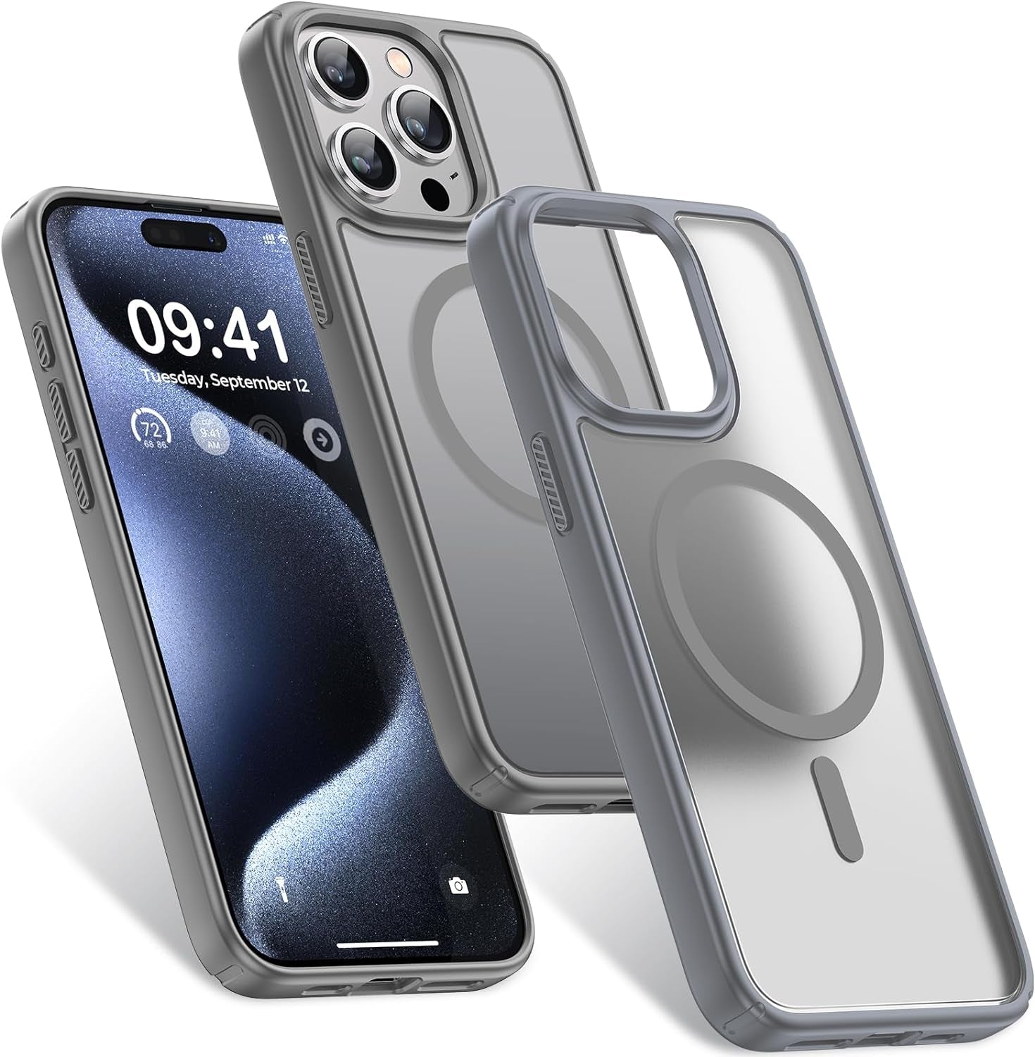 Humixx Magnetic for Iphone 15 Pro Case Clear [Compatible with Magsafe] [No.1 Strong N52 Magnets] [Mil-Grade Shockproof] Dustproof & Non-Yellowing Soft Slim Case for Iphone 15 Pro,Blue  Humixx D - Gray Titanium Iphone 15 Pro 
