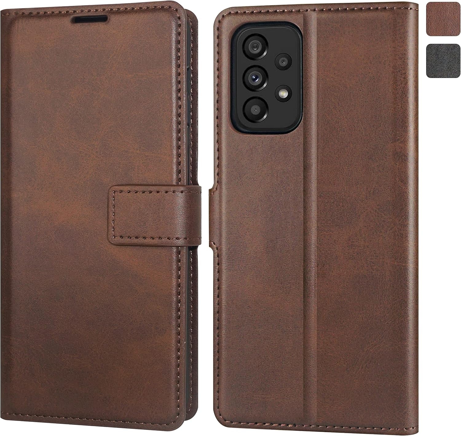Case for Galaxy A53 5G, Samsung Galaxy A53 5G Leather Wallet Case Magnetic Folio Cover Kickstand Credit Card Holder Shockproof Phone Case for Men Compatible with Galaxy A53 5G (2022) Brown