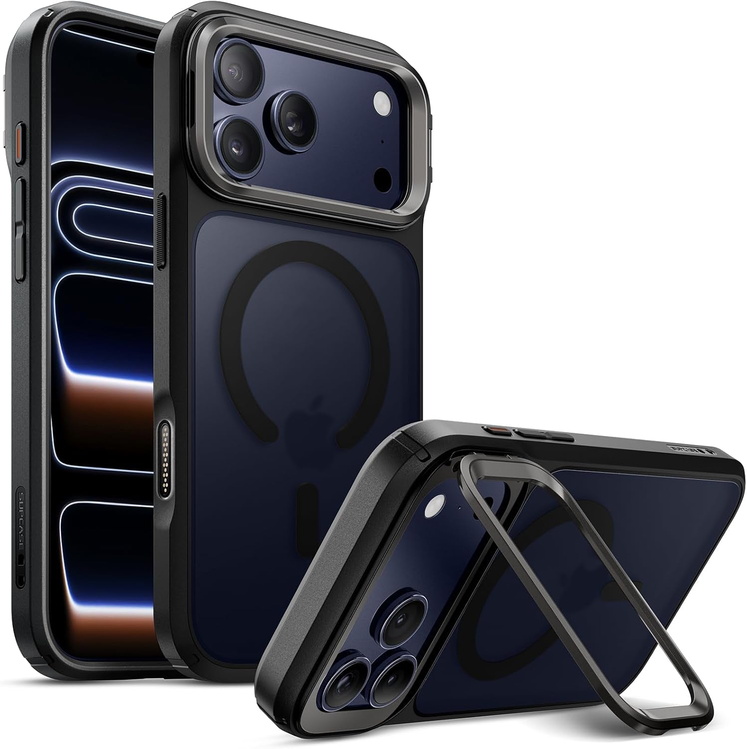 SUPCASE for Iphone 17 Pro Max Case with Camera Control Button (Unicorn Beetle Mag), [Compatible with Magsafe] [Built-In Kickstand] Slim Protective Magnetic Translucent Back Phone Case, Black