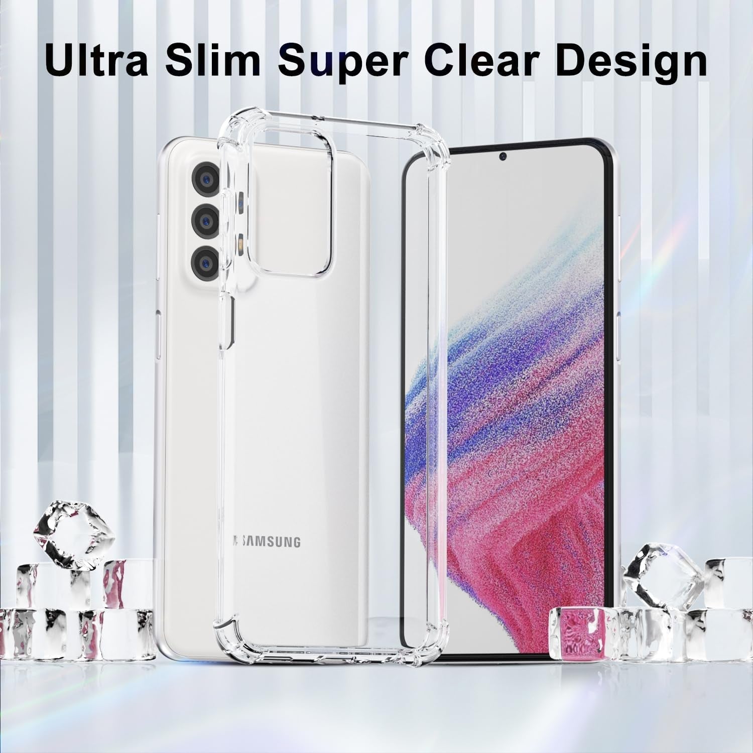 For Samsuang Galaxy A53 5G Case Clear, Transparent Jelly Protective Silicone Phone Case Design for Women Girly Cute Simple, Thin Slim Fit Soft Flexible TPU Shockproof Bumper, Crystal Clear