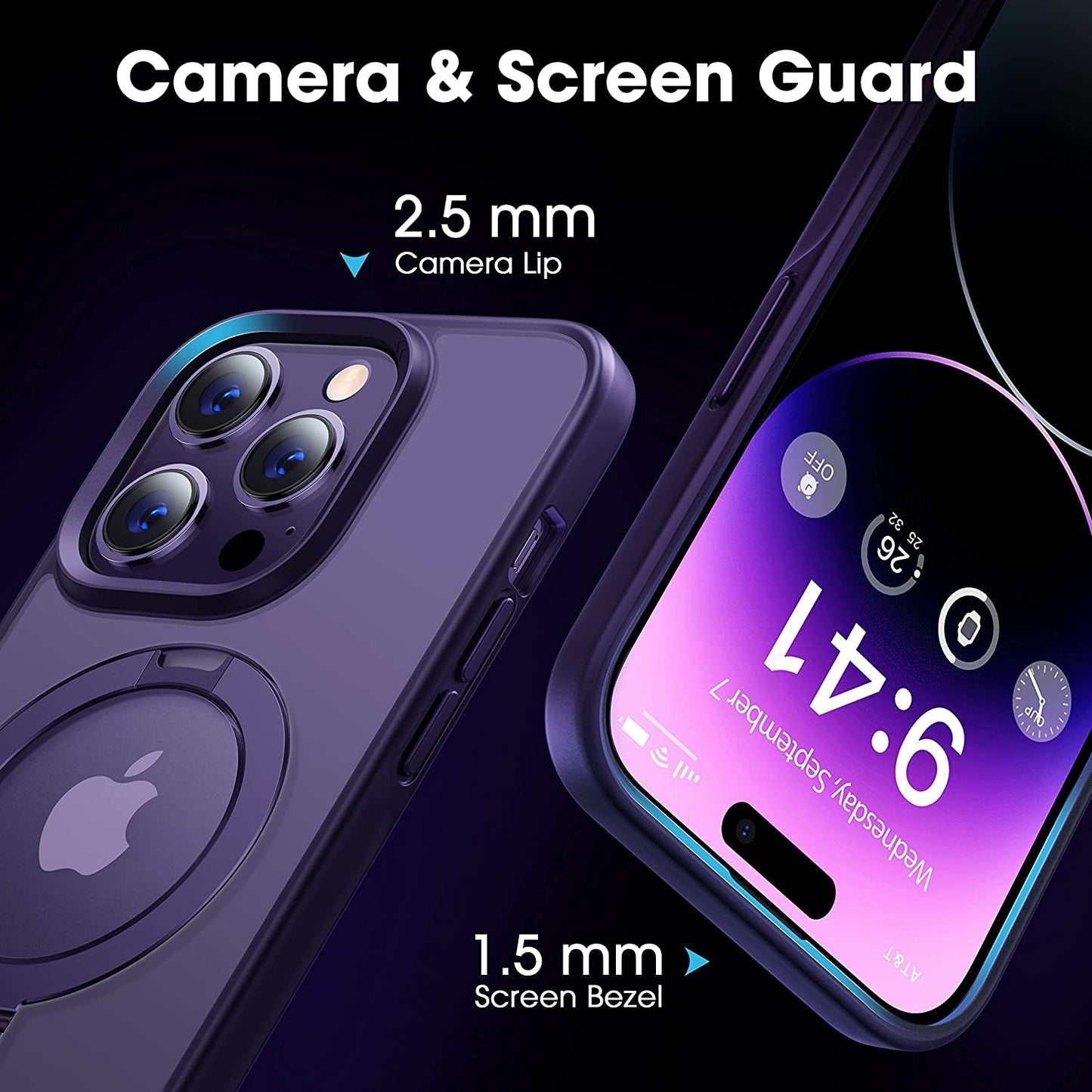 CASEKOO for Iphone 14 Pro Case with Magnetic Ring Stand [Military Drop Protection] [Compatible with Magsafe] Shockproof Slim Translucent Matte Phone Cases 6.1 Inch 2022, Purple  CASEKOO   