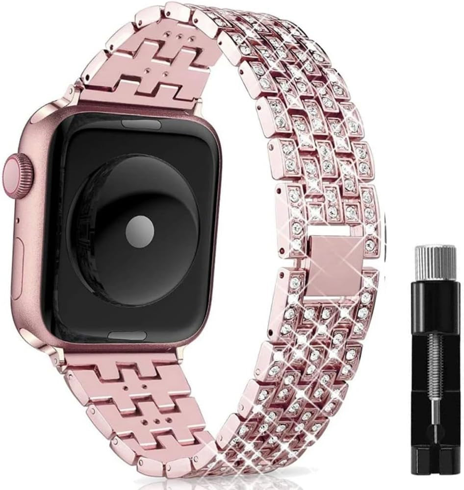 Diamond Bracelet for Apple Watch Band 41Mm 40Mm Women Fashion Stainless Steel Strap Iwatch Ultra 2 49Mm 9 8 7 6 SE 5 4 45Mm 44Mm