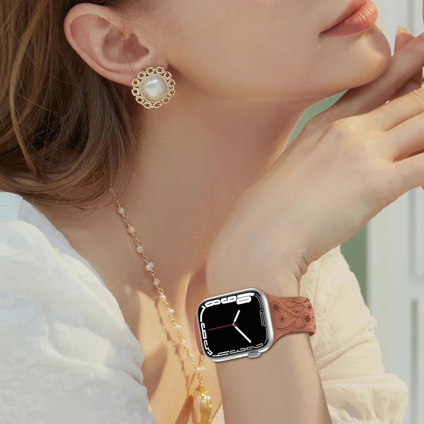 2 Packs Cute Engraved Bands Compatible with Apple Watch Bands 38Mm 40Mm 41Mm 44Mm 45Mm 42Mm 49Mm, Women Designer Soft Silicone Replacement Strap for Iwatch Series SE 9 8 7 6 5 4 3 2 1 Ultra