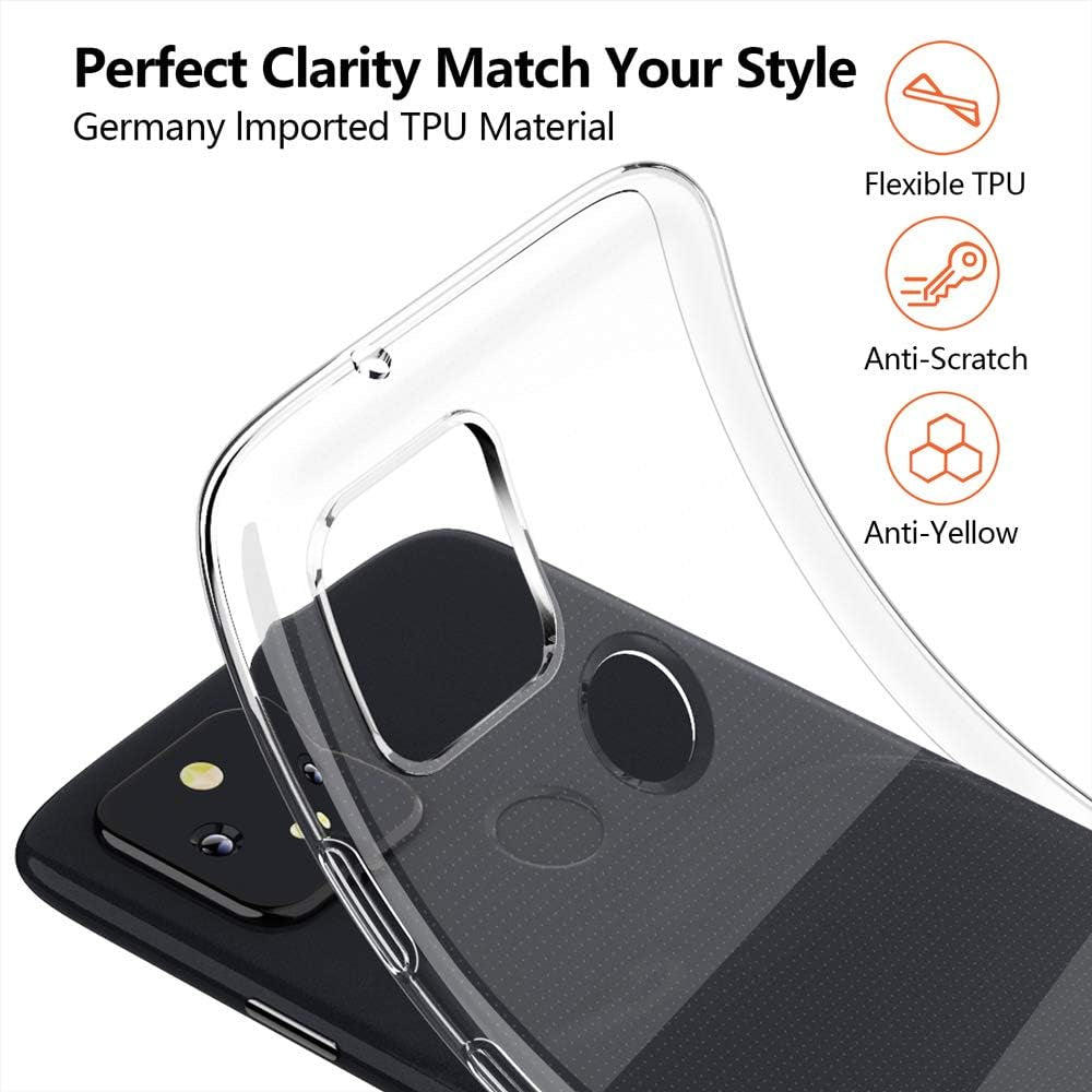 For Pixel 5 Case Clear Slim Thin Soft Skin Flexible TPU Scratch Resistant Silicone Gel Shockproof Protective Cases Cover for Google Pixel 5,Crystal Clear  DONGDEAR   