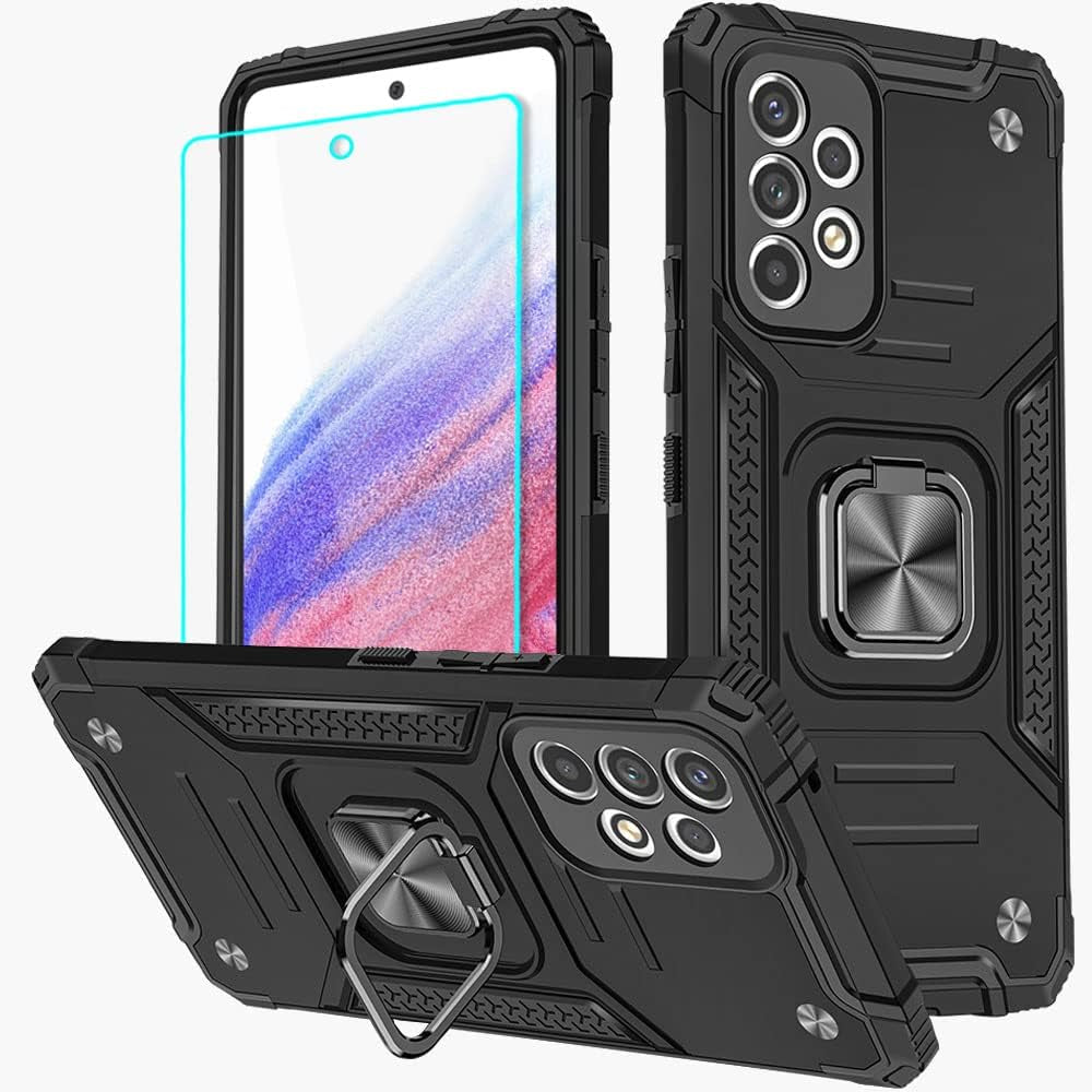 For Samsung A53 5G Case, Galaxy A53 5G Case with HD Screen Protector, 360°Military Grade Rotatable Kickstand (Heavy Duty) Shockproof Protective Fit Cases for Samsung Galaxy A53 5G (Green)