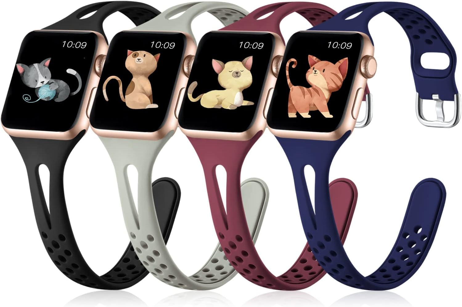 Getino Compatible with Apple Watch Bands 38Mm 40Mm 42Mm 44Mm Iwatch Band for Women Men, Soft Durable Breathable Thin Slim Narrow Band for Iwatch Series SE 6 5 4 3 2 1