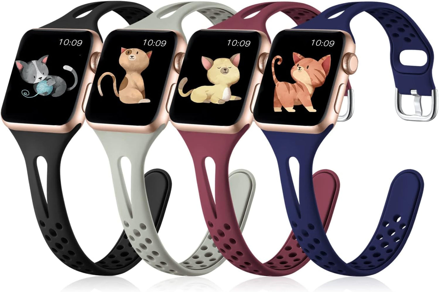 Getino Compatible with Apple Watch Bands 38Mm 40Mm 42Mm 44Mm Iwatch Band for Women Men, Soft Durable Breathable Thin Slim Narrow Band for Iwatch Series SE 6 5 4 3 2 1