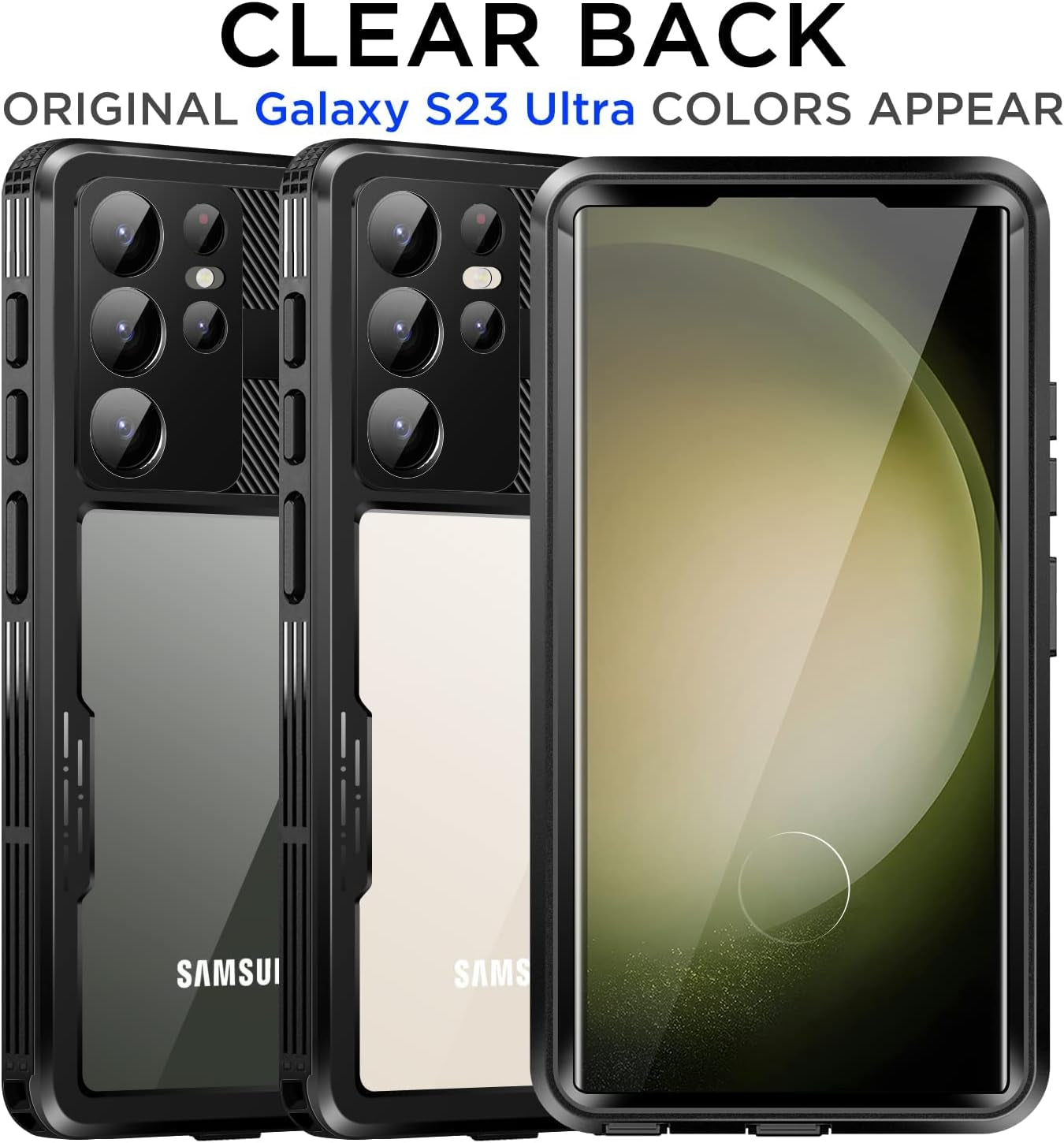 Aicase Galaxy S23 Ultra Waterproof Case - IP68 Certified, Shockproof, Magsafe Compatible, Wireless Charging - Black