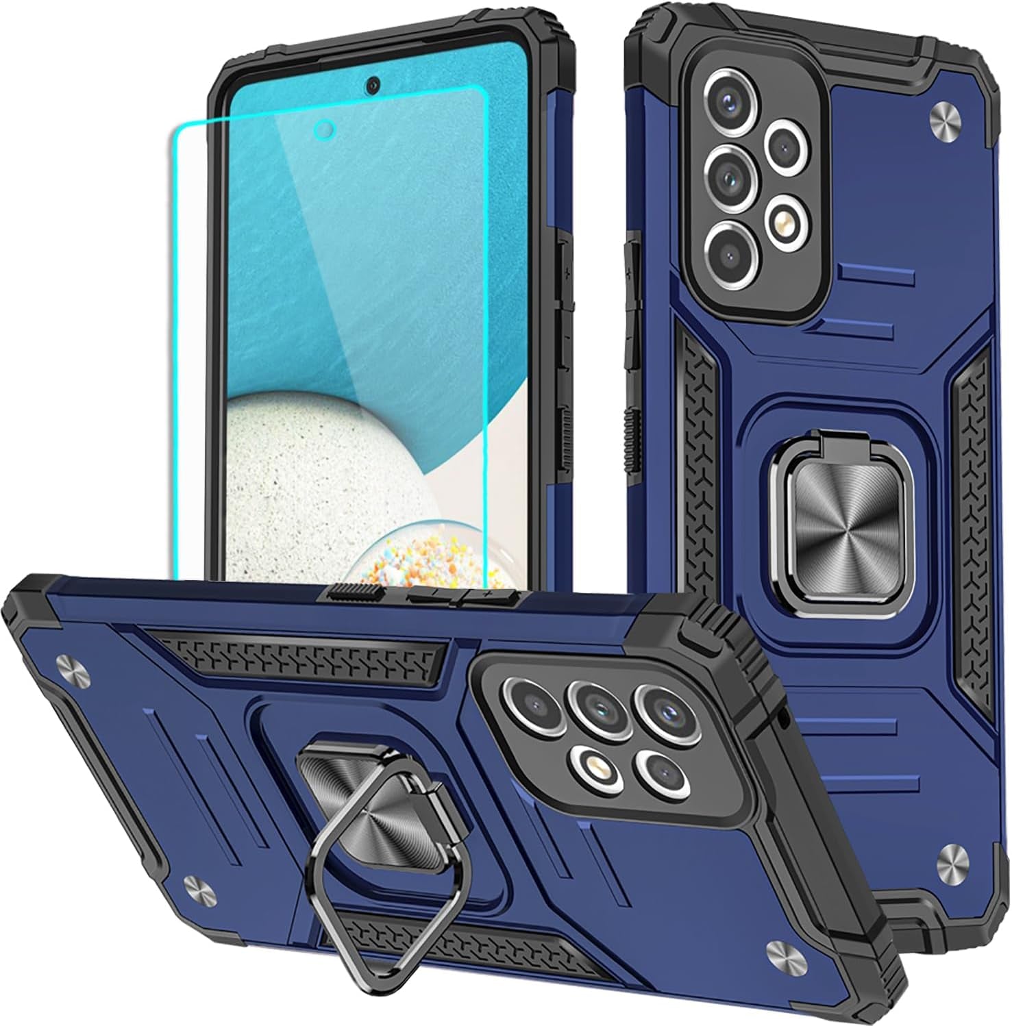 For Samsung A53 5G Case, Galaxy A53 5G Case with HD Screen Protector, 360°Military Grade Rotatable Kickstand (Heavy Duty) Shockproof Protective Fit Cases for Samsung Galaxy A53 5G (Green)