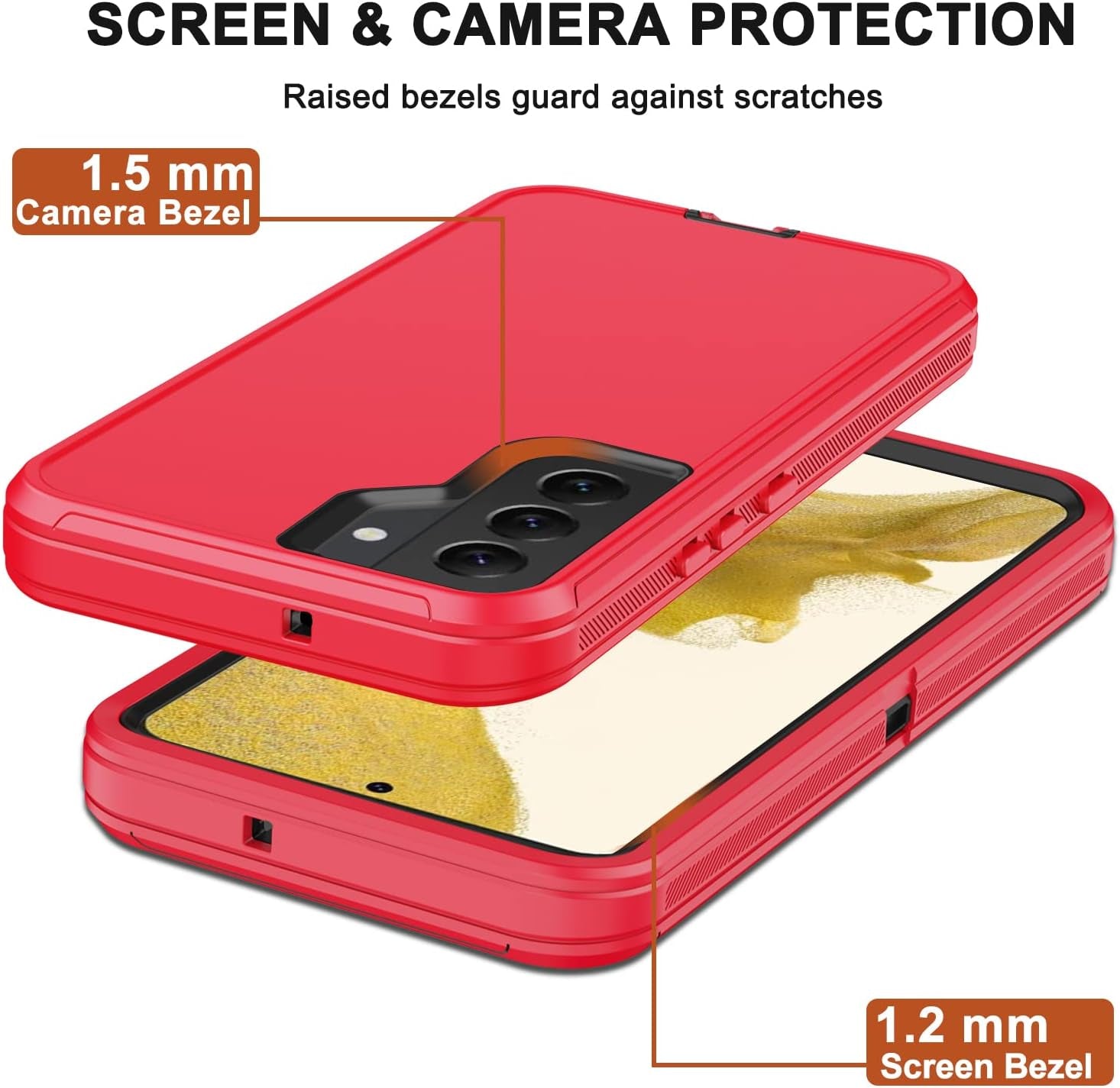 For Samsung Galaxy S22 Case with Belt Clip Holster, 2X Screen Protector, [Military Grade Protection] Heavy Duty Full Body Shockproof Dust-Proof Rugged Protective Cover for Samsung S22 5G (Red)