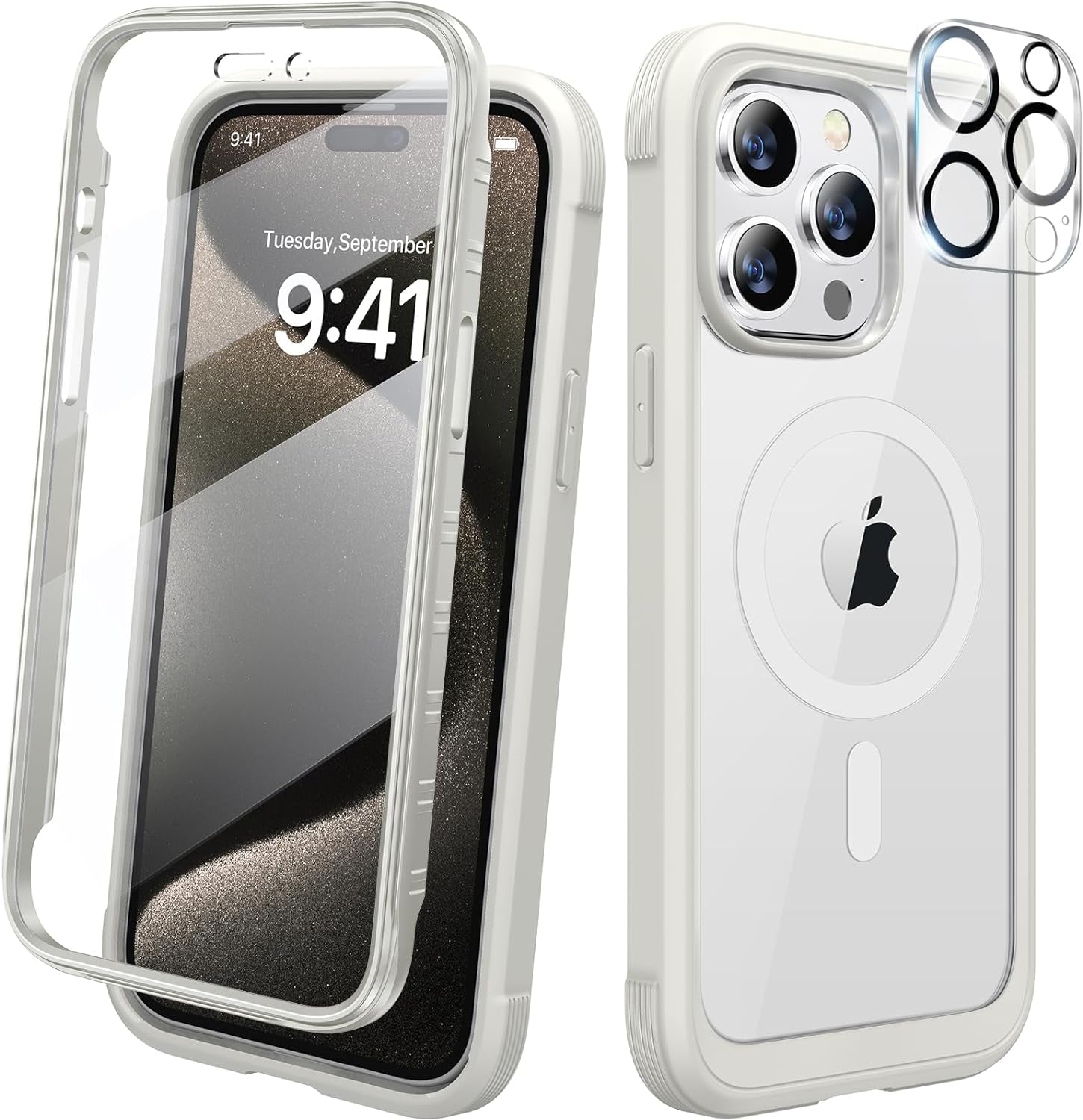 Diaclara Designed for Iphone 15 Pro Case, Full Body Rugged Case with Built-In Touch Sensitive Anti-Scratch Screen Protector, with Camera Lens Protector for Iphone 15 Pro 6.1",Frosted Clear  Diaclara   