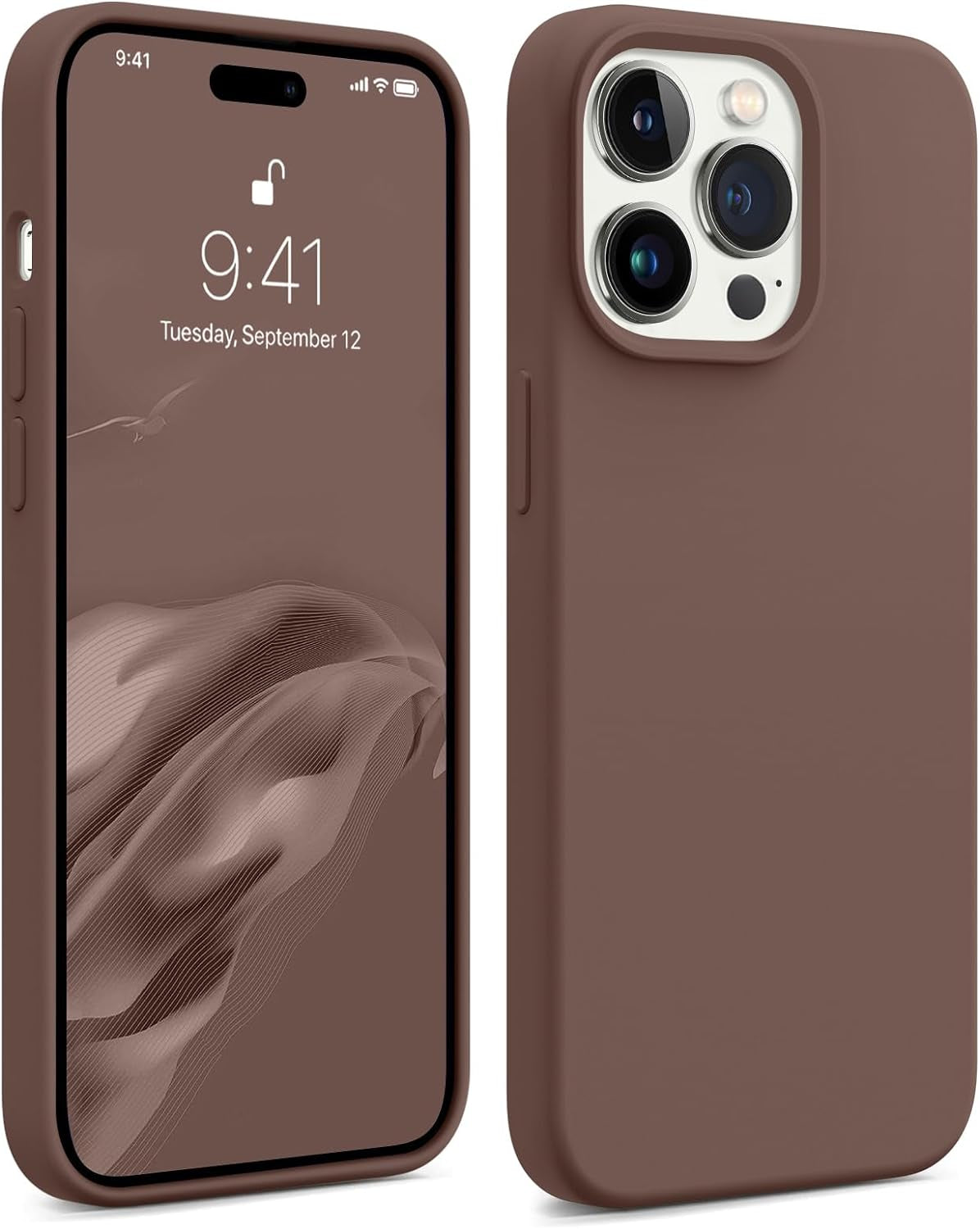 AOTESIER Shockproof Series Iphone 14 Pro Max Case, Silicone Ultra Slim Thin Cover, Full-Body Protective Phone Case for Iphone 14 Promax Case, 6.7 Inch, Chocolate  AOTESIER Chocolate  