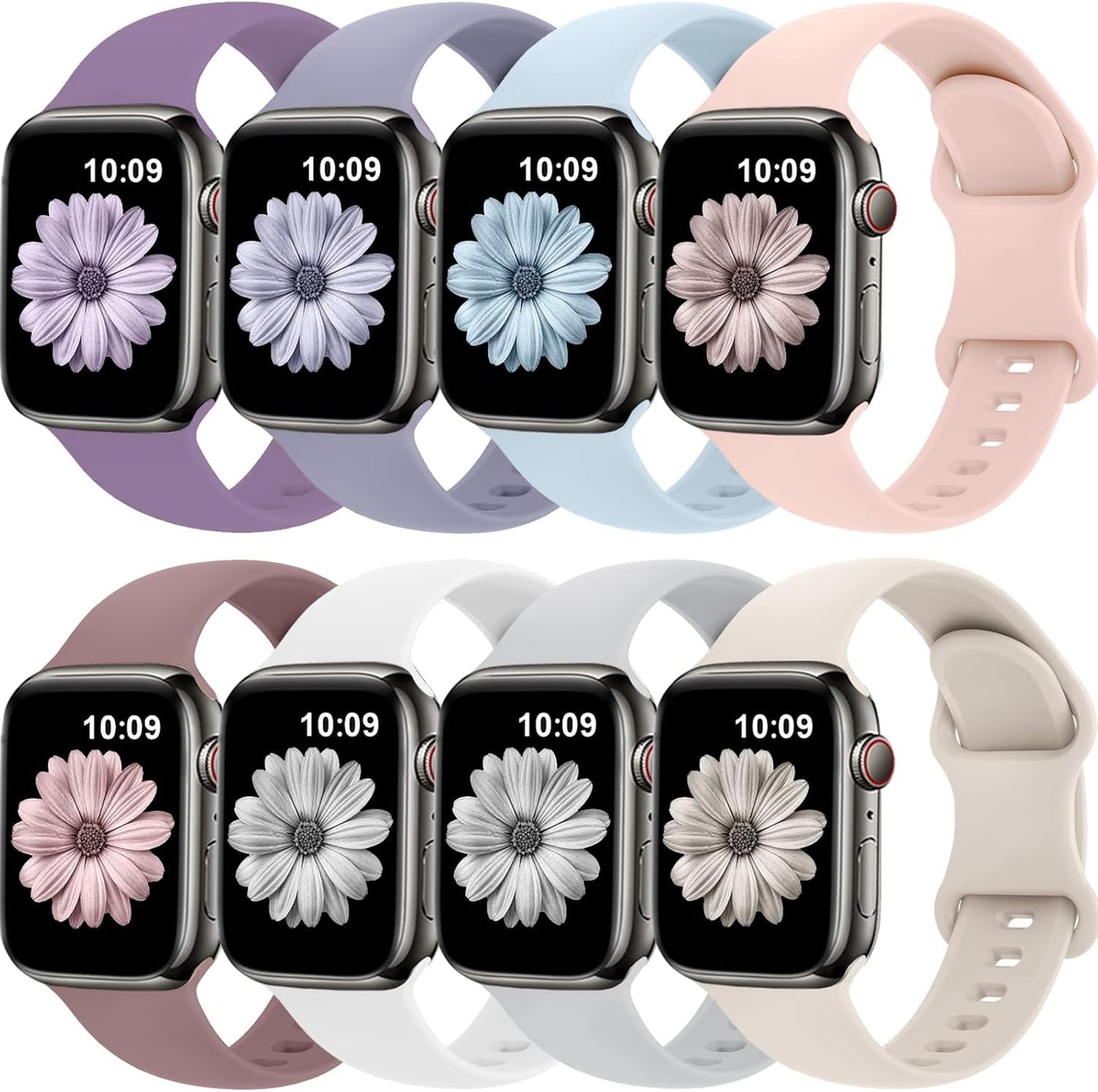 Bands Compatible with Apple Watch Band 38Mm 40Mm 41Mm 42Mm 44Mm 45Mm 49Mm for Women Men,Silicone Iwatch Bands Replacement Strap Wristbands for Iwatch Series 9 8 7 6 5 4 3 2 1 SE Ultra.