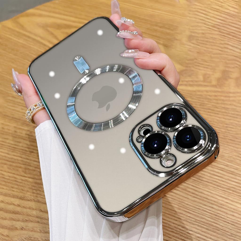 OOK Case Made for Iphone 15 Pro Max 6.7 Inch [Built-In Camera Lens Protector] [Compatible with Magsafe] Anti-Scratch Shockproof Protective Slim Electroplated Case for Women Men - Green  OOK   