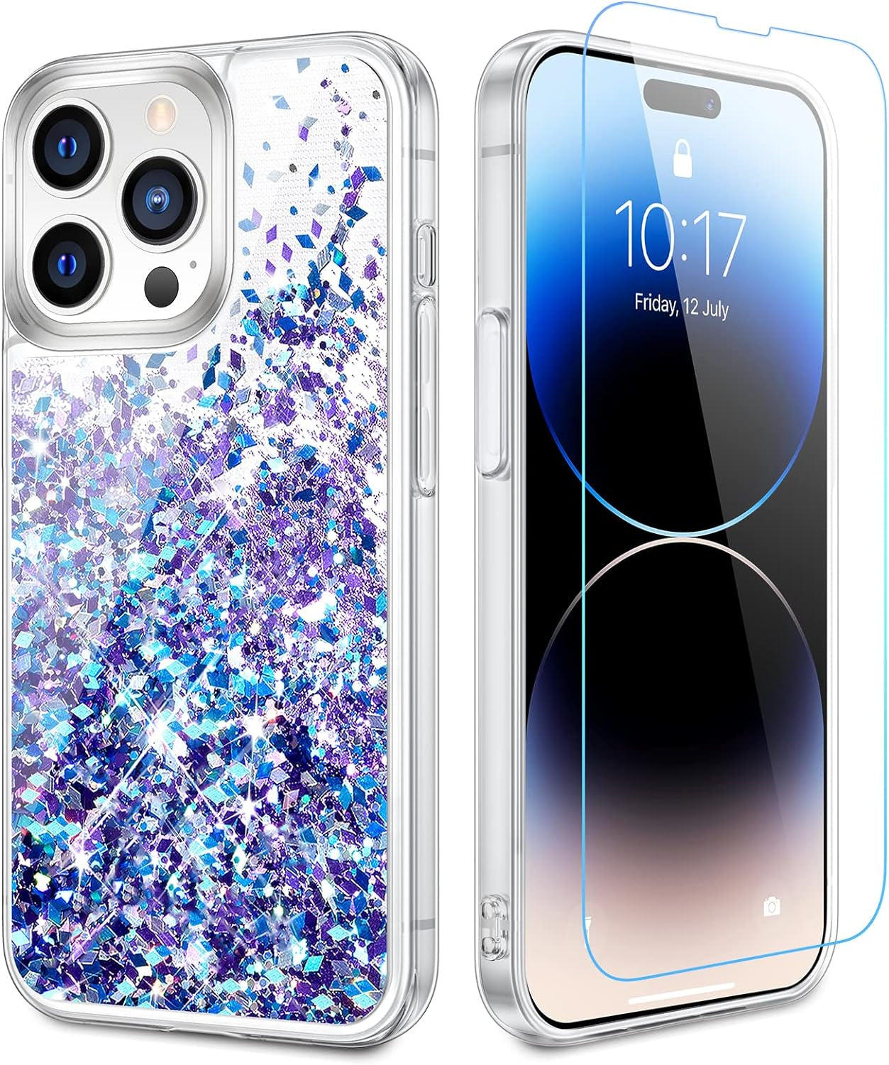 Caka for Iphone 14 Pro Case, Iphone 14 Pro Case Glitter Christmas for Women Girls Girly Bling Sparkle Flowing Floating Snowflake Quicksand Clear Phone Case Cover for Iphone 14 Pro 6.1 Inch Snowman  Caka   