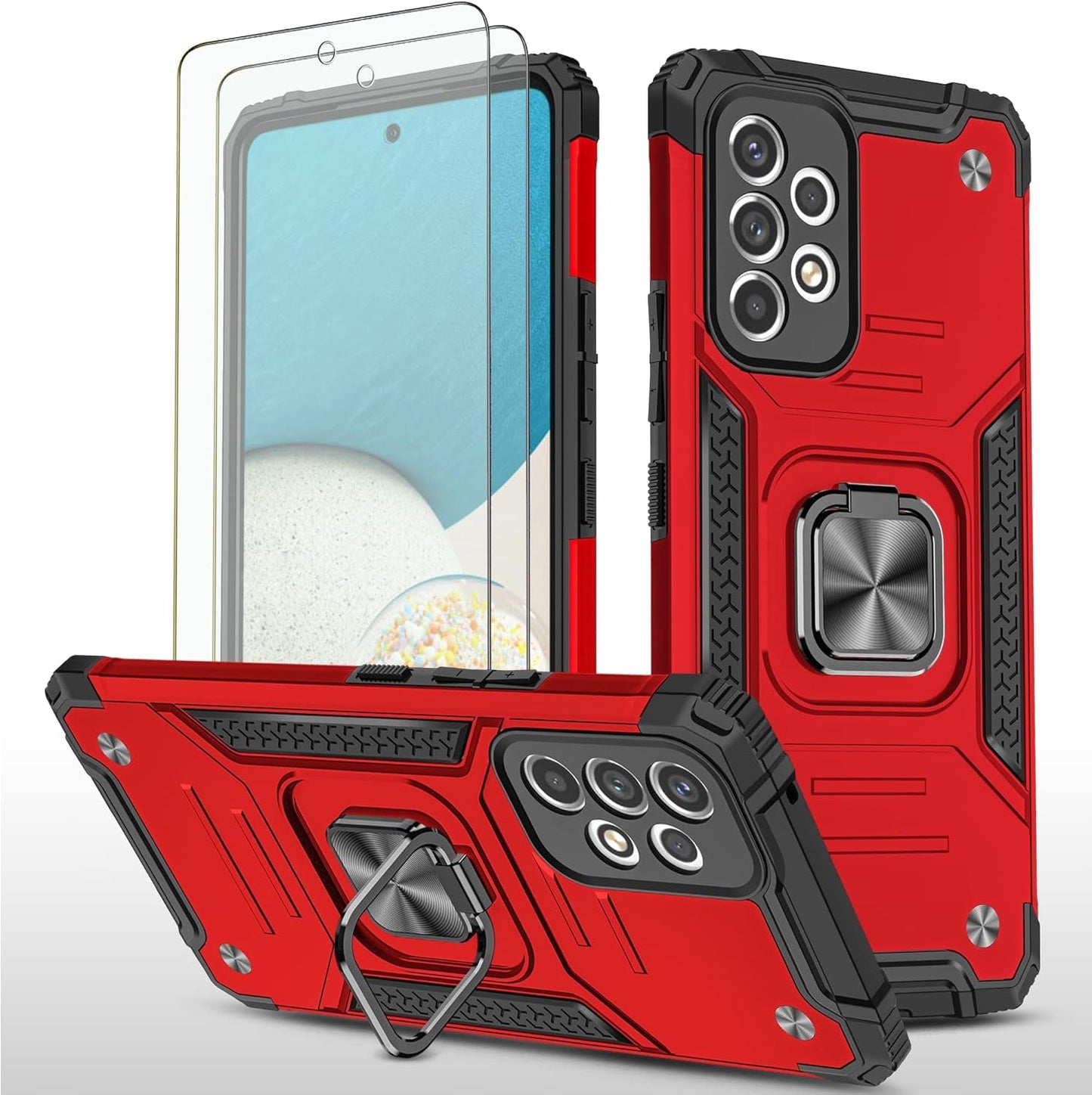 AYMECL Compatible with Galaxy A53 5G Case, Samsung A53 5G Case with Nano Explosion-Proof Film[2 Pack]， Military Grade Double Shockproof with Kickstand Case for Samsung Galaxy A53 5G-Purple