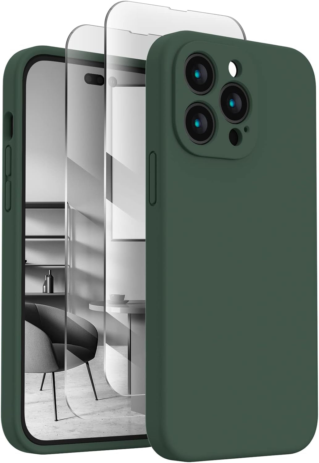 Firenova for Iphone 14 Pro Case, Silicone Upgraded [Camera Protection] Phone Case with [2 Screen Protectors], Soft Anti-Scratch Microfiber Lining Inside, 6.1 Inch,Chalk Pink  FireNova Alpine Green  