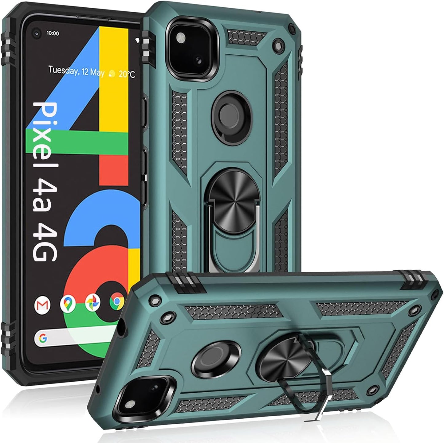 ADDIT Phone Case for Google 4A 5G,Google Pixel 4A 5G Case, Military Grade Protective Google Pixel 4A 5G Cases Cover with Ring Car Mount Kickstand for Google Pixel 4A 5G - Red  ADDIT Teal Google Pixel 4A [4G] 