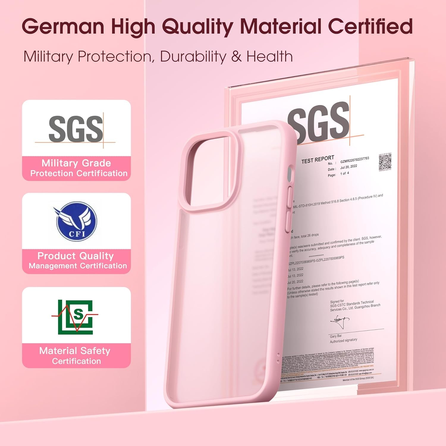 Alphex Colored Transluscent for Iphone 14 Pro Case, Sleek Cute Retro Design, German Quality Standard Certification, 12FT Military-Grade Protection, Slim Matte Hard Back Case 6.1-Inch, Light Pink  Alphex   