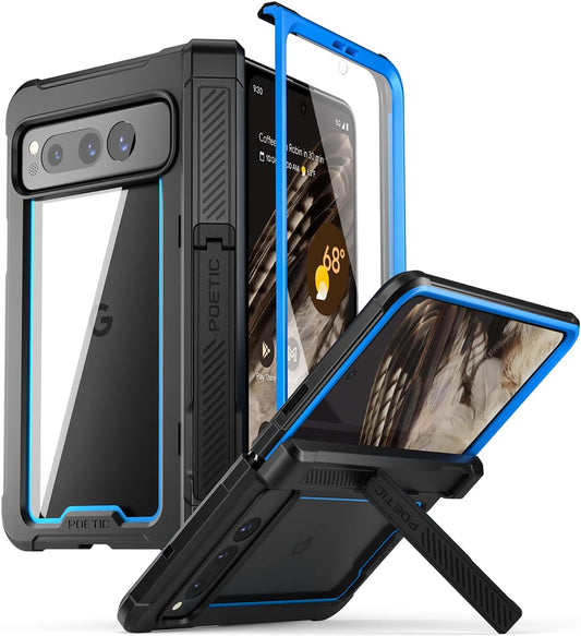 Poetic Guardian Case for Google Pixel Fold 5G,[Hinge Protection][Kickstand][Mil-Grade Protection] Ultra-Thin Full-Body Hybrid Shockproof Protective Rugged Cover with Built-In Screen Protector, Blue  Poetic Blue  