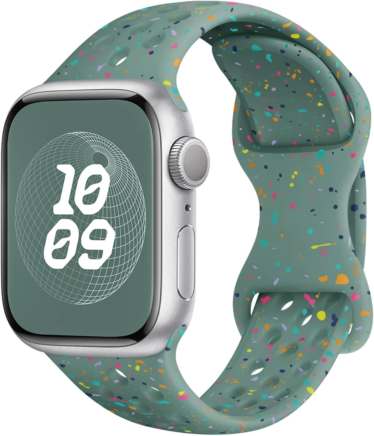 Breathable Sport Silicone Band Compatible with Apple Watch Bands 40Mm 38Mm 44Mm 41Mm 45Mm 42Mm 49Mm Women Men, Soft Wristband Recycled Plastic Strap for Iwatch Bands Series 9 SE 8 7 6 5 4 3 2 1 Ultra