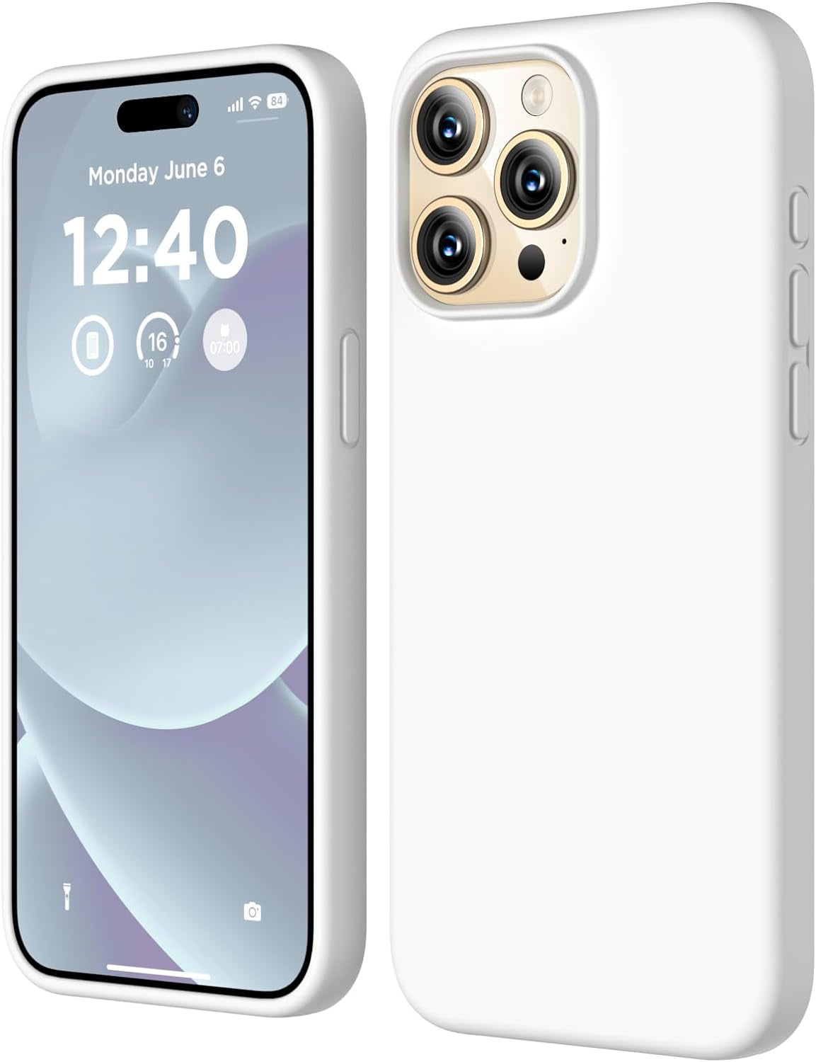 COFFKER Compatible with Iphone 15 Pro Case, Liquid Silicone Case, Full Body Shockproof Protective Cover Slim Thin Phone Case with Soft Anti-Scratch Microfiber Lining, 6.1 Inch-Orange  COFFKER White  