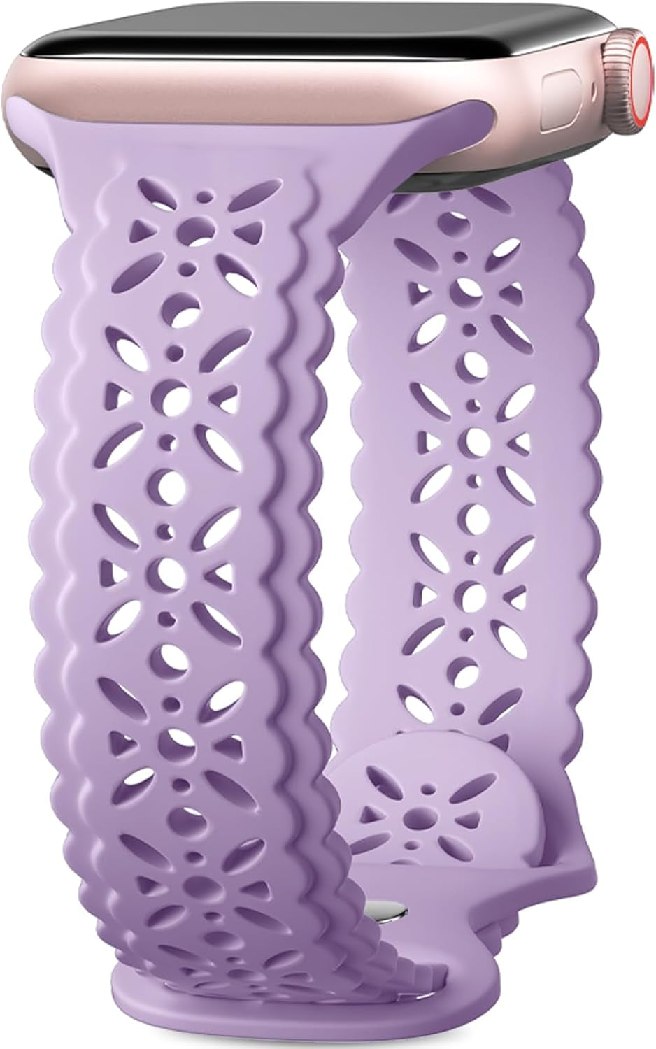 Getino Lace Silicone Band Compatible with Apple Watch Bands for Women 40Mm 41Mm 38Mm 44Mm 45Mm 42Mm 49Mm, Breathable Hollow-Out Sport Strap Slim Thin Bands for Iwatch SE Series 9 8 7 6 5 4 3 2 1 Ultra