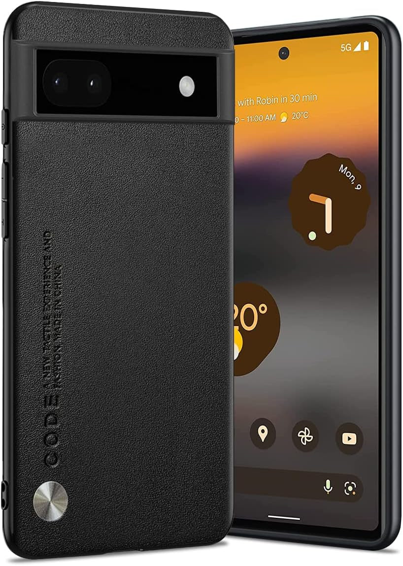 For Google Pixel 6A Case 5G (2022), Soft TPU Artificial Leather Case,Extremely Light Ultra-Light Camera Protection Leather Cover Case for Google Pixel 6A 5G(Orange)  Puxssul Black  