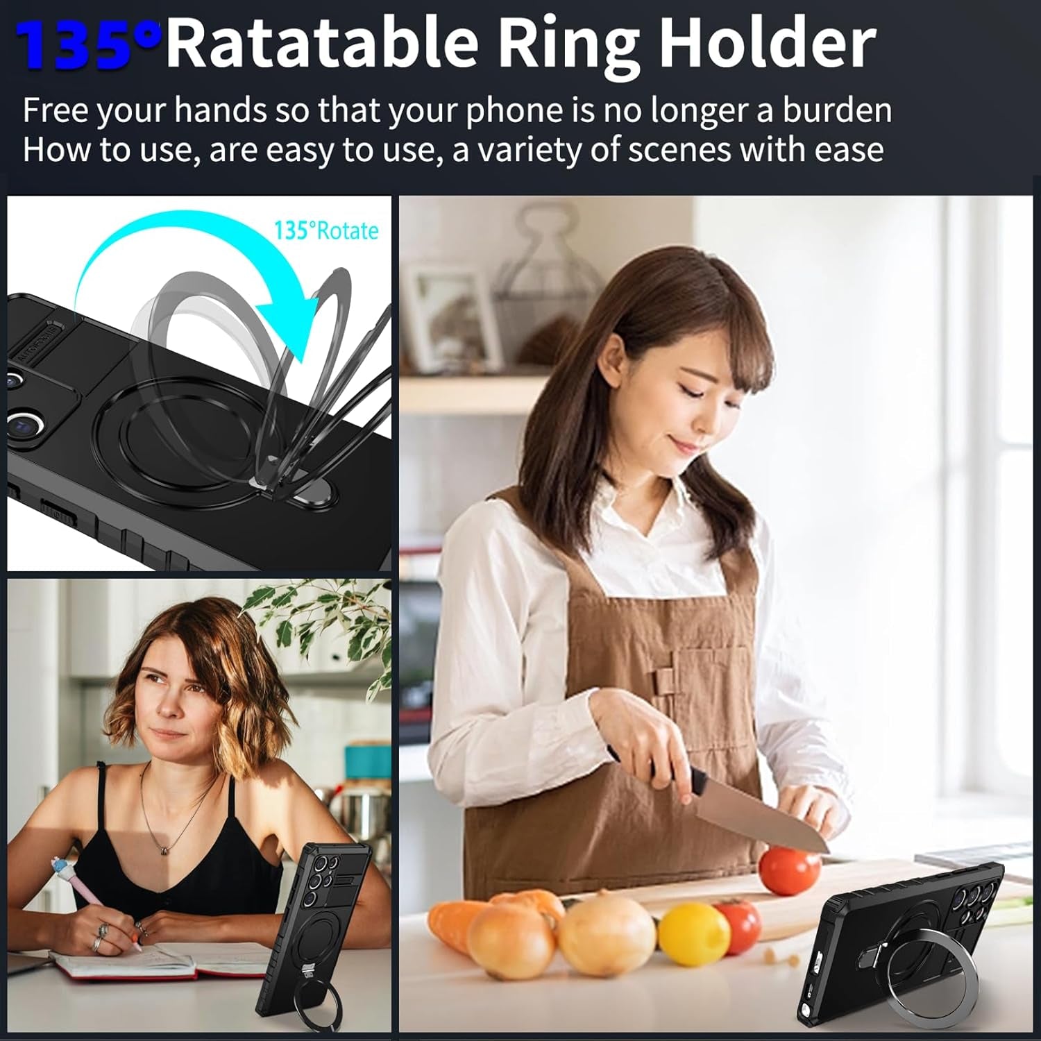 For Samsung Galaxy S22 Ultra Case Compatible with Magsafe Wireless Charging Magnetic Galaxy S22 Ultra Case with Screen Protector, Galaxy S22 Ultra Case with Stand Shockproof Protection Black