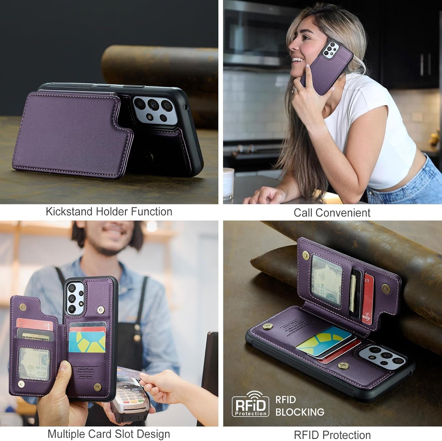 Asuwish Phone Case for Samsung Galaxy A53 5G Wallet Cover with Screen Protector and RFID Blocking PU Leather Credit Card Holder Stand Cell Accessories a 53 G5 53A SM A536U 6.5" 2022 Women Men Purple