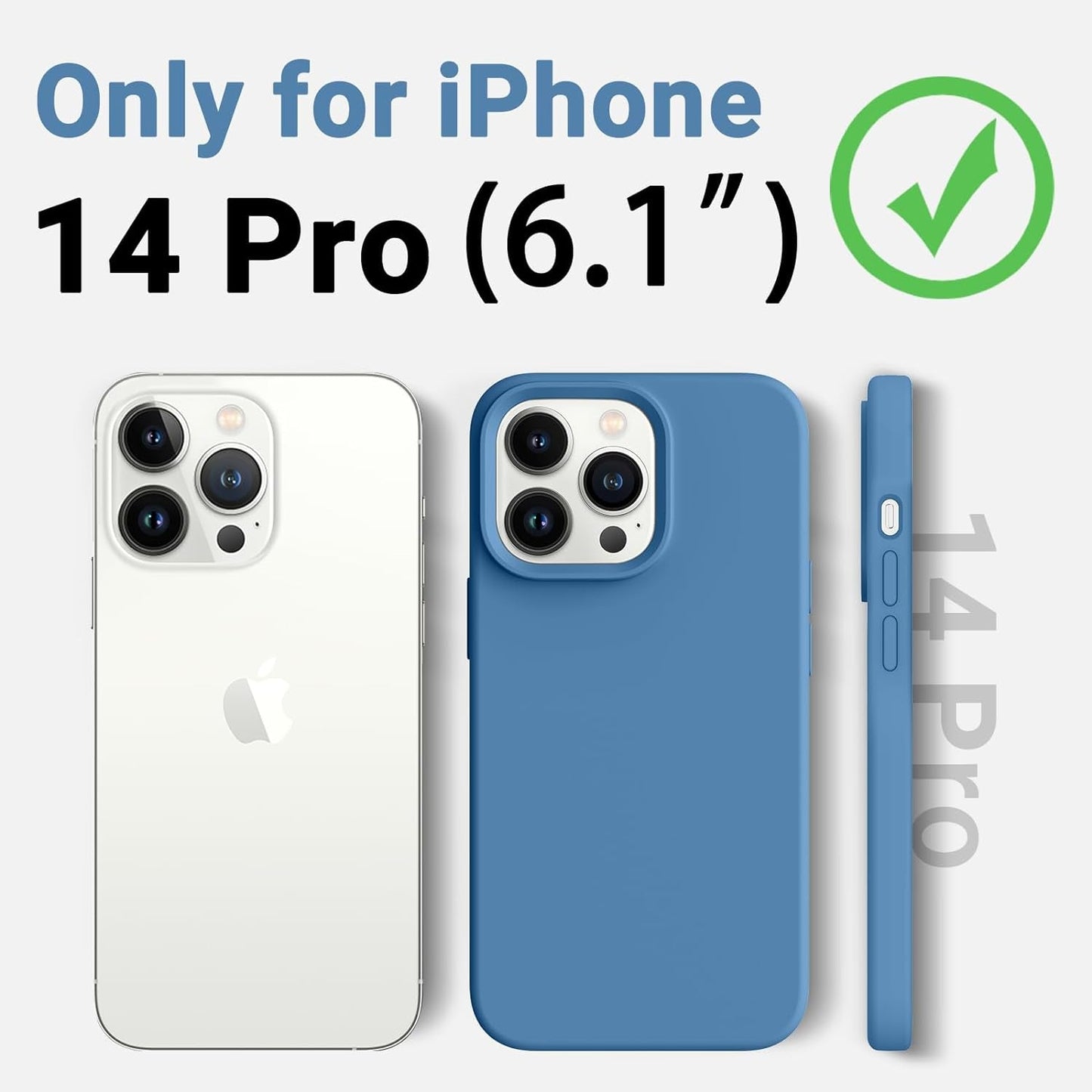 AOTESIER Compatible with Iphone 14 Pro Case, [Upgraded Liquid Silicone] [Soft Anti-Scratch Microfiber Lining] Shockproof Full Body Protective Phone Case for Iphone 14 Pro,6.1 Inch - Azure Blue  AOTESIER   