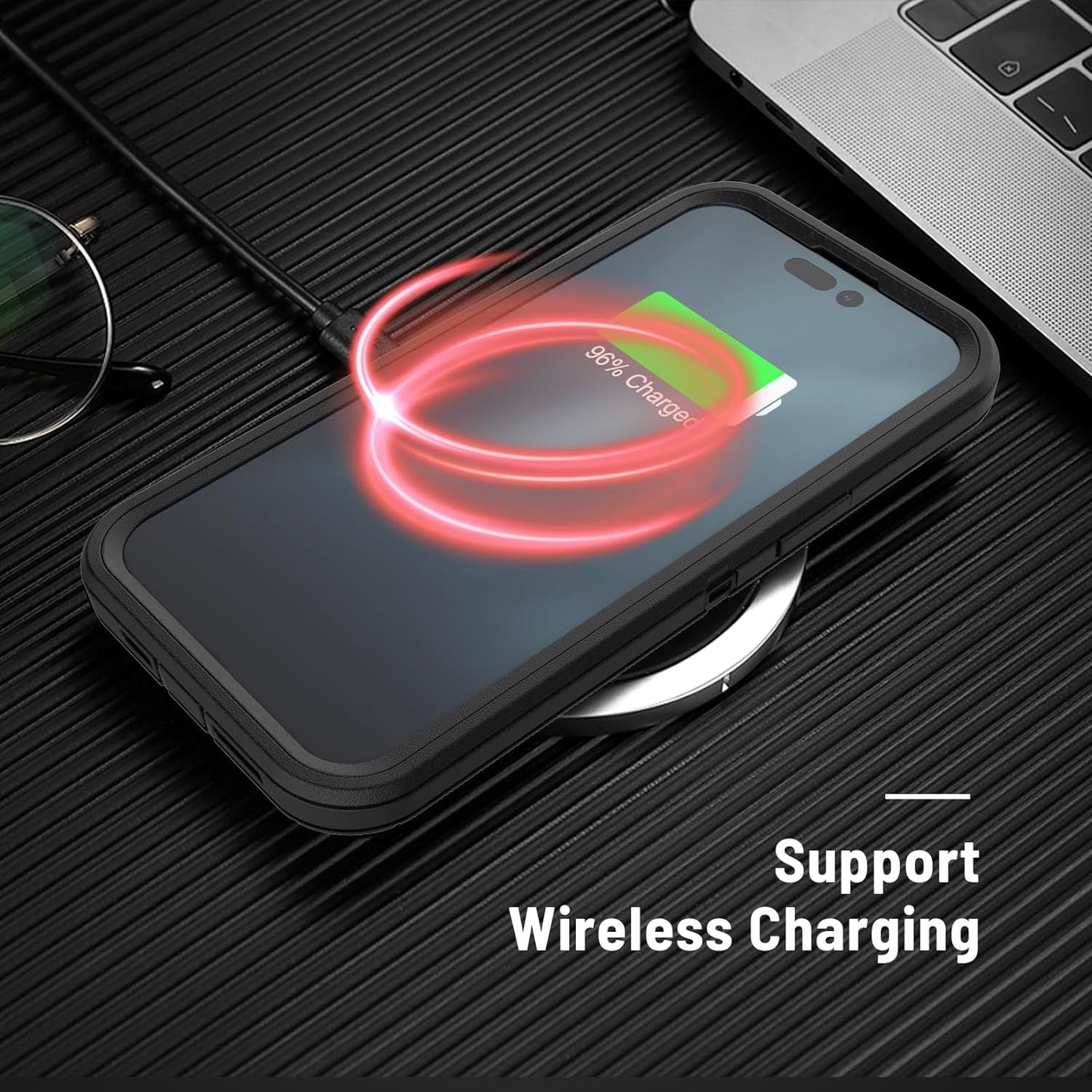 Pdxox Heavy Duty Case for Iphone 15 Pro Max,3-Layer Military Protection Drop Protective Shockproof Full Body Protection Wireless Charging Tough Case for Iphone 15 Pro Max (Black)  pdxox   