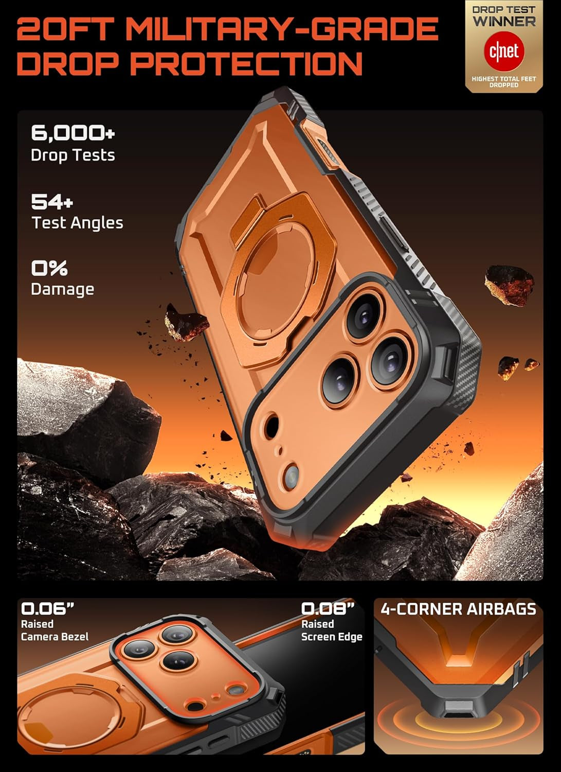 SUPCASE for Iphone 17 Pro Max Case (Ubgrip Pro), [Built-In Tempered Glass Screen Protector & Stand] [Camera Control Cover] [Compatible with Magsafe] Full Body Heavy Duty Magnetic Phone Case, Coral