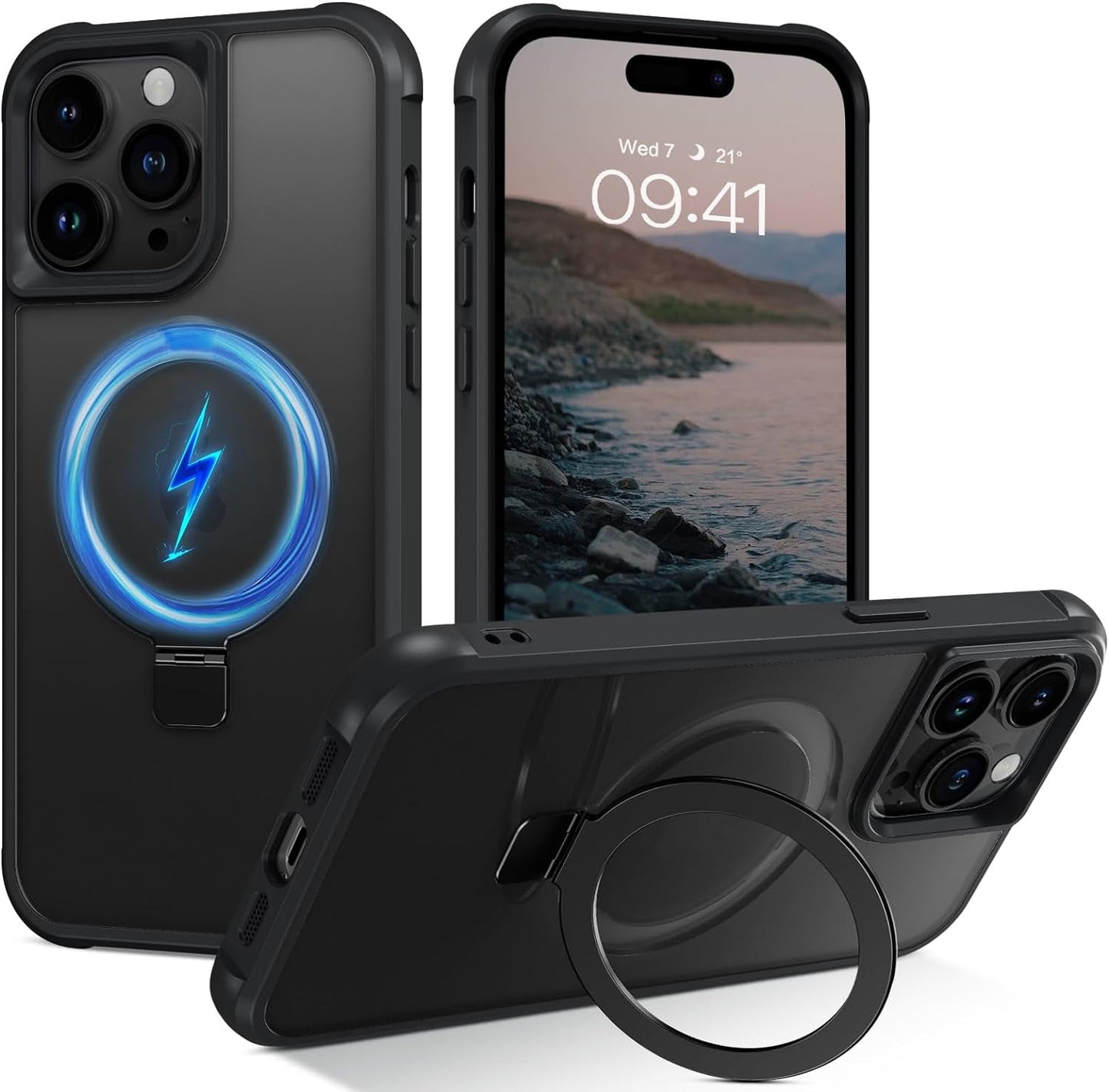 BENTOBEN for Iphone 14 Pro Max Phone Case with Invisible Magnetic Stand,Iphone 14 Pro Max Case[Compatible with Magsafe]Translucent Shockproof Women Men Protective Case for Iphone 14 Pro Max 6.7",Black  BENTOBEN   