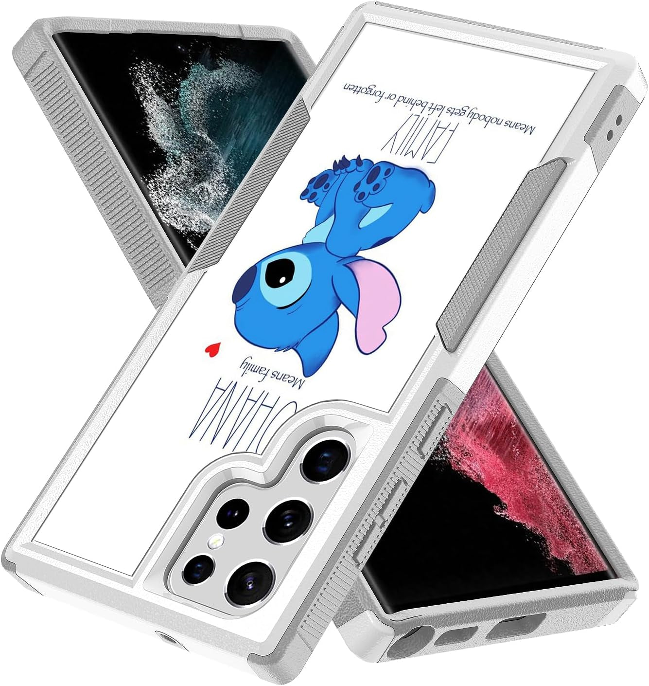 Case for Samsung Galaxy S22 Ultra, Ohana Means Family Pattern Shock-Absorption Hard PC and Inner Silicone Hybrid Dual Layer Armor Defender Case for Samsung Galaxy S22 Ultra