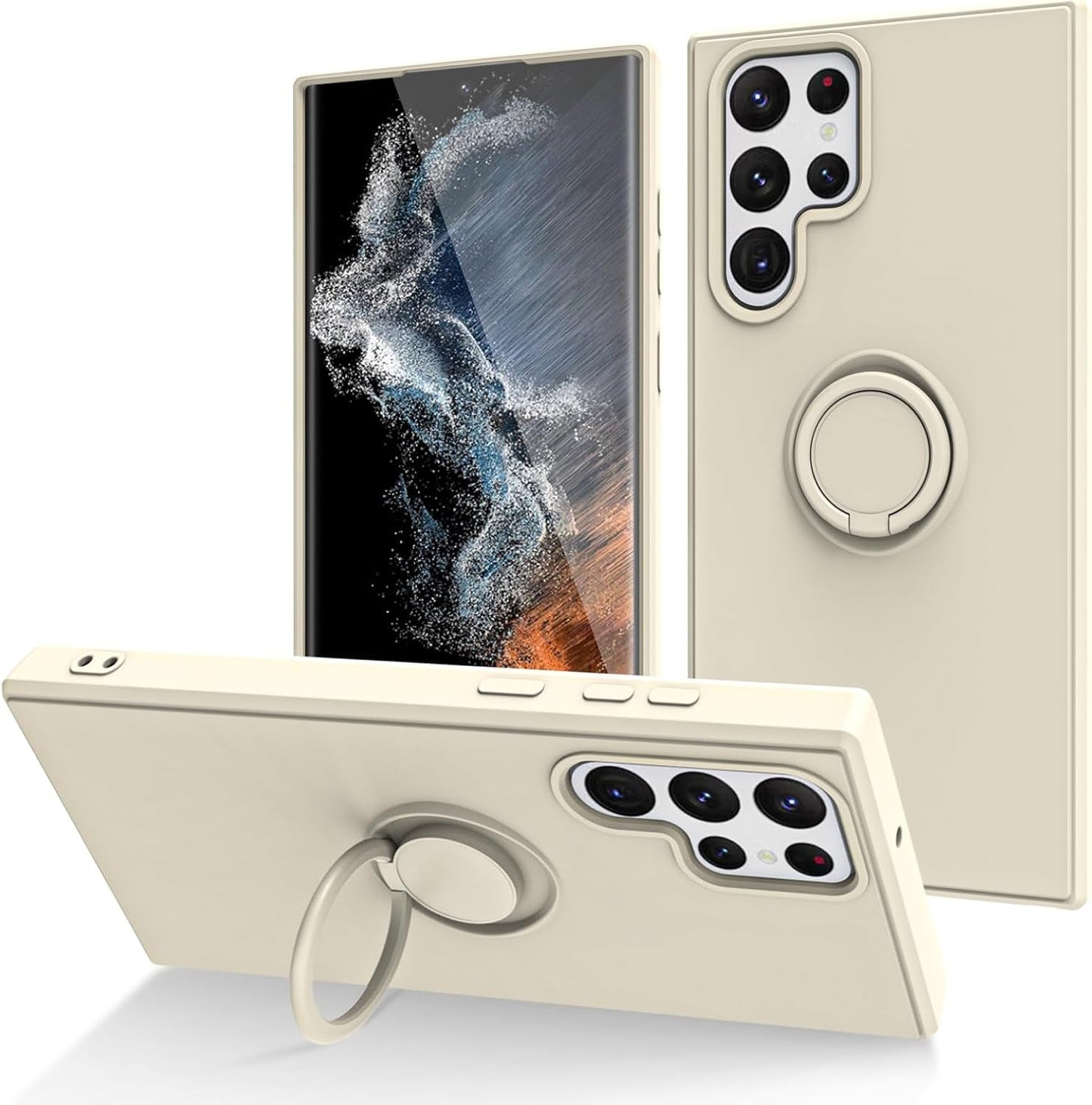 For Samsung Galaxy S22 plus Case with Magnetic Ring Holder [Premium Soft Liquid Silicone & Anti-Scratch Microfiber Liner] Slim Kickstand Protective Phone Case for Galaxy S22+ Dark Green