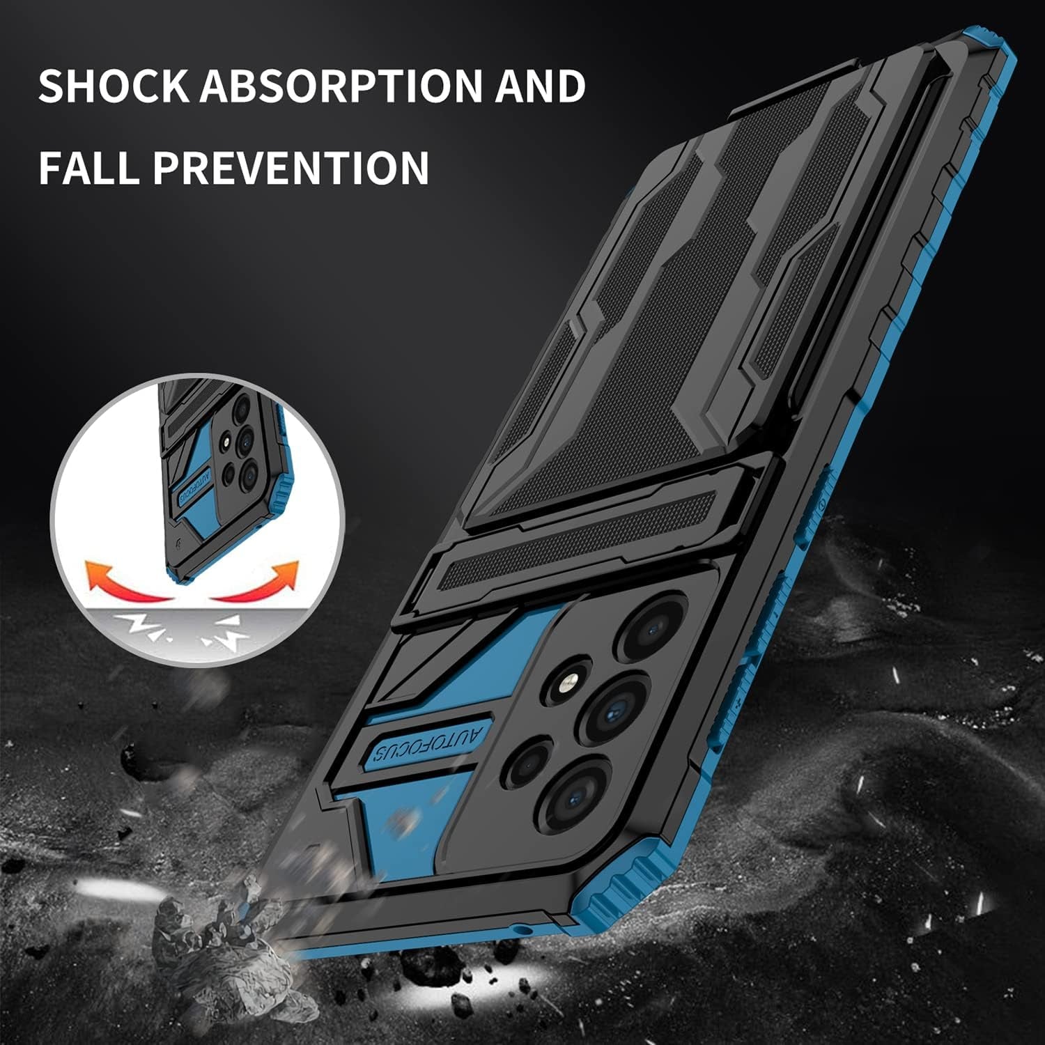 For Samsung Galaxy A53 5G Wallet Case with Credit Card Holder Stand Kickstand Slim Rugged Shockproof Heavy Duty Defender Armor 【Military Grade】 Protective Phone Case - Blue