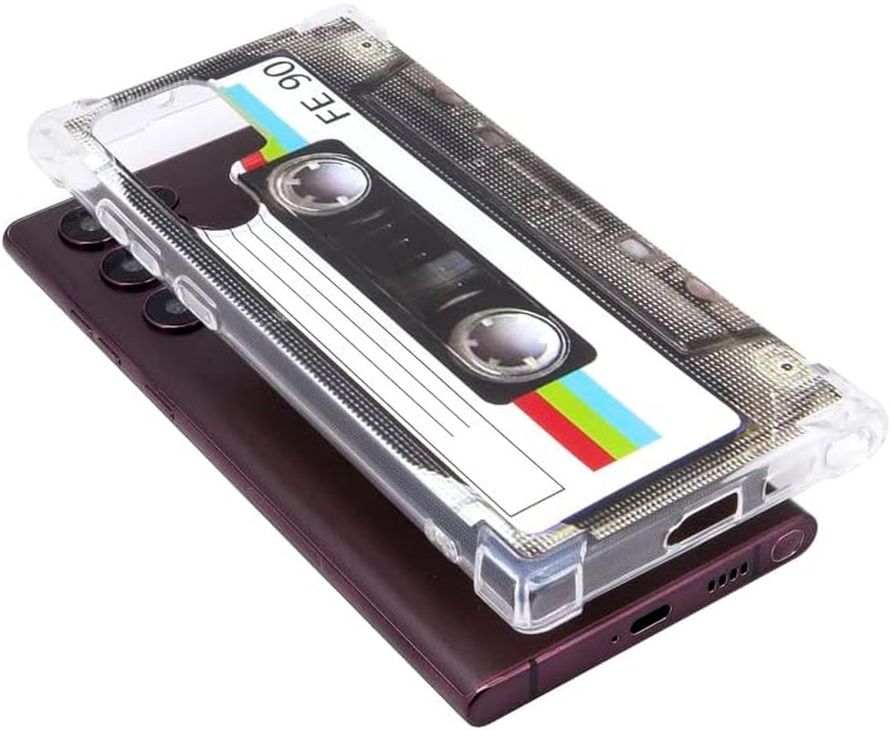 Fateamll Case for Galaxy S22 Ultra, Shockproof Scratchproof with TPU Soft Bumper Retro Cassette Tape Case Compatible with Samsung Galaxy S22 Ultra
