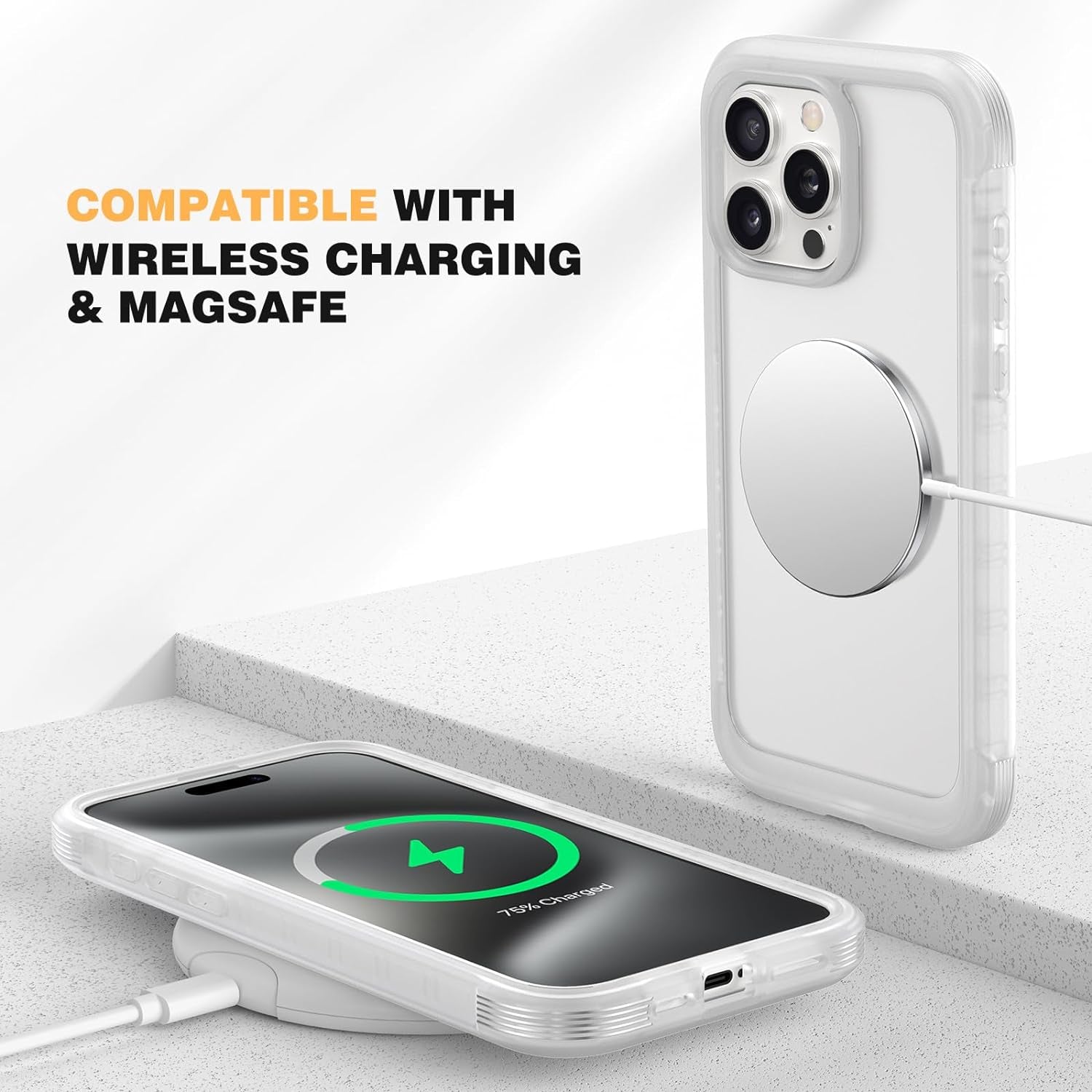 Diaclara Designed for Iphone 15 Pro Case, Full Body Rugged Case with Built-In Touch Sensitive Anti-Scratch Screen Protector, with Camera Lens Protector for Iphone 15 Pro 6.1",Frosted Clear  Diaclara   