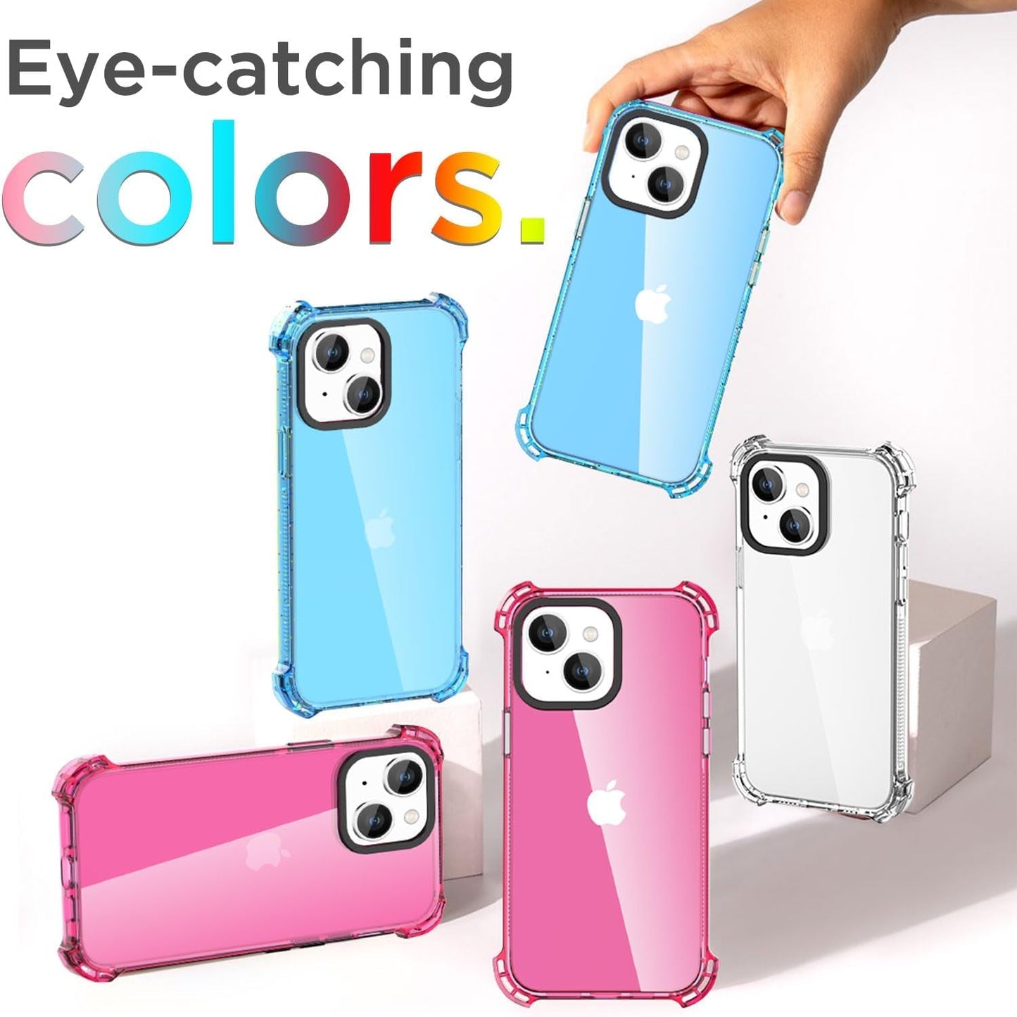 Aicase Clear Blue Bounce Case Compatible with Iphone 15 Plus, Impact Shockproof [Non-Yellowing] [21.3 FT Military Drop Protection] Anti-Scratch Protective Cell Phone Cover  AICase   