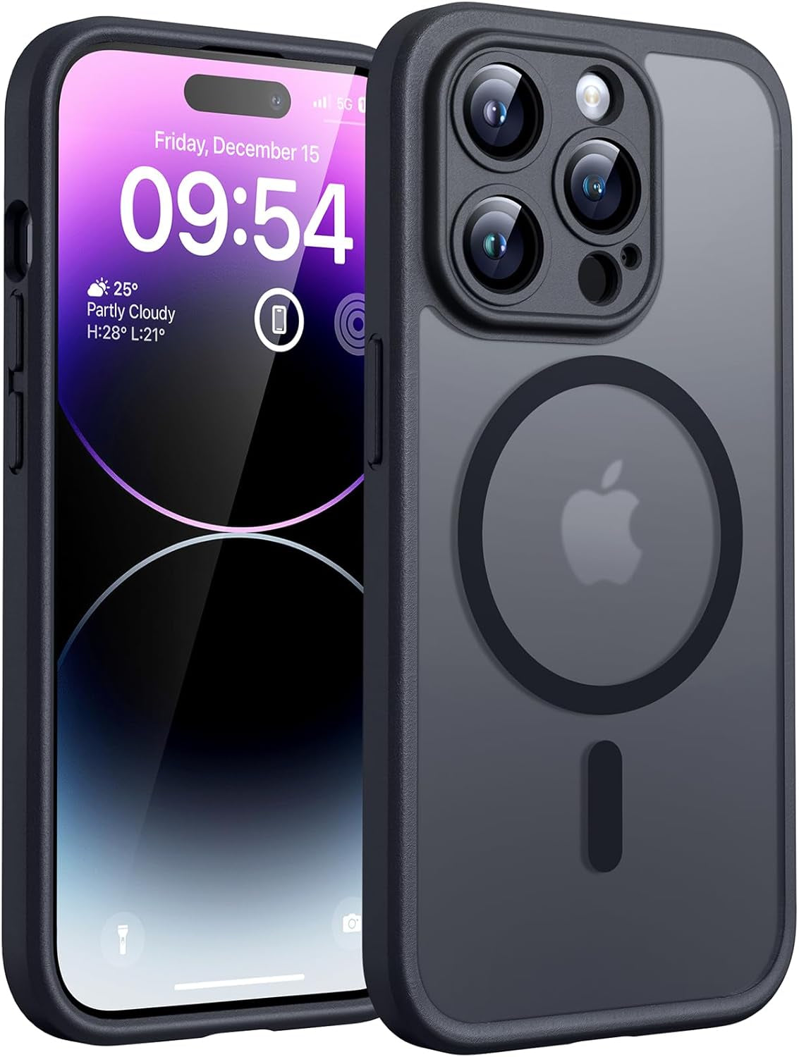 TOCOL for Iphone 17 Pro Case, Compatible with Magsafe, Full Camera Protection, Built-In Magnetic Ring, Drop Protection, Translucent Matte Phone Case for Iphone 17 Pro 6.3 Inch (Black)