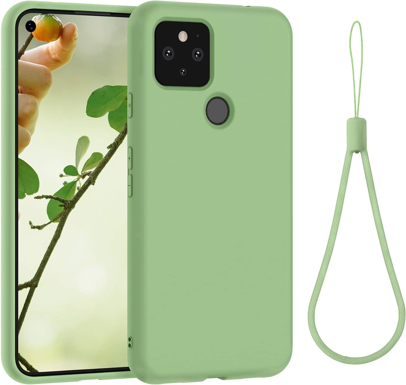 ABITKU Compatible with Google Pixel 5A Case, Slim Silicone Gel Rubber Case Cover (With Microfiber Lining) Full Body Shockproof Design for Google Pixel 5A 6.34 Inch 2021(Pink  abitku Matcha Green  