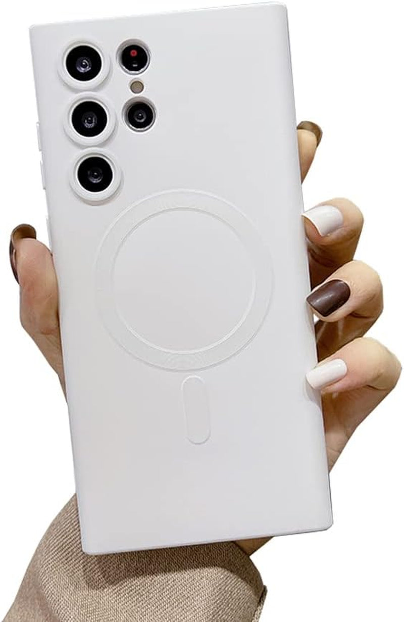 Galaxy S22 Ultra Case Magnetic [Support Magsafe Charger] Wireless Anti-Scratch Shockproof Full Camera Protection Slim Thin Silicon Phone Cover Case for Samsung Galaxy S22 Ultra 6.8"-Rose Gold